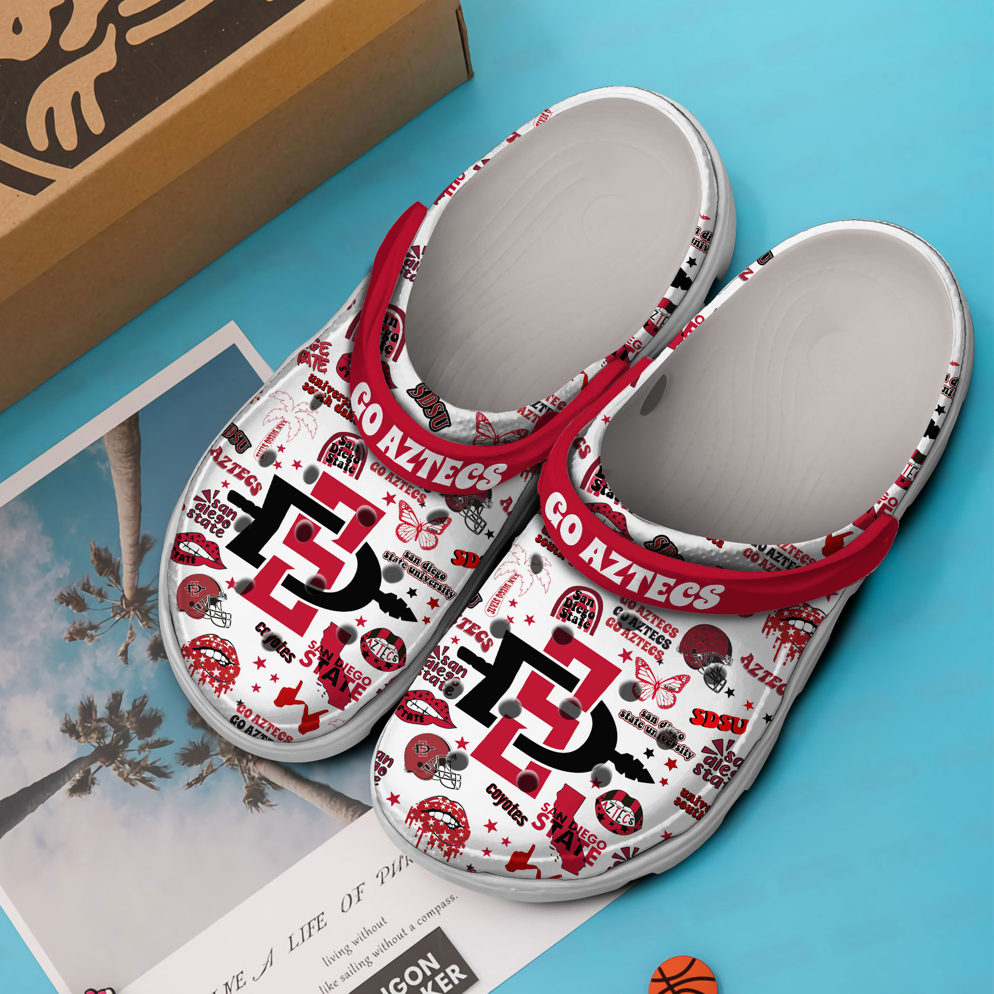 Merchidea San Diego State Aztecs NCAA Sport Crocs Crocband Clogs Shoes Comfortable For Men Women and Kids