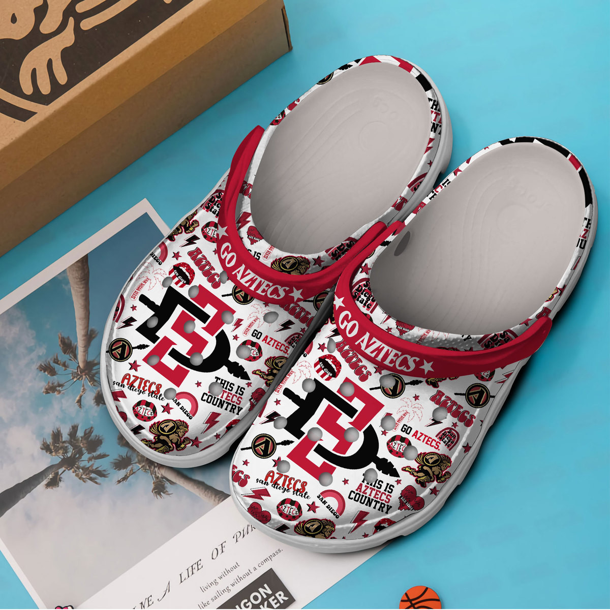 Merchidea San Diego State Aztecs NCAA Sport Crocs Crocband Clogs Shoes Comfortable For Men Women and Kids