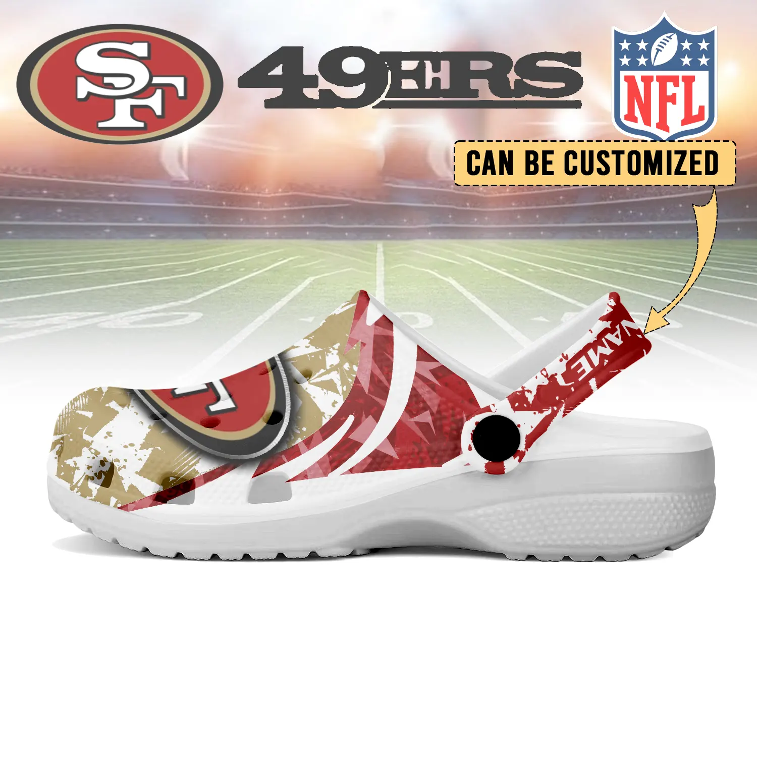 Merchidea San Francisco 49ers NFL Crocs Crocband Clogs Shoes Comfortable For Men Women and Kids