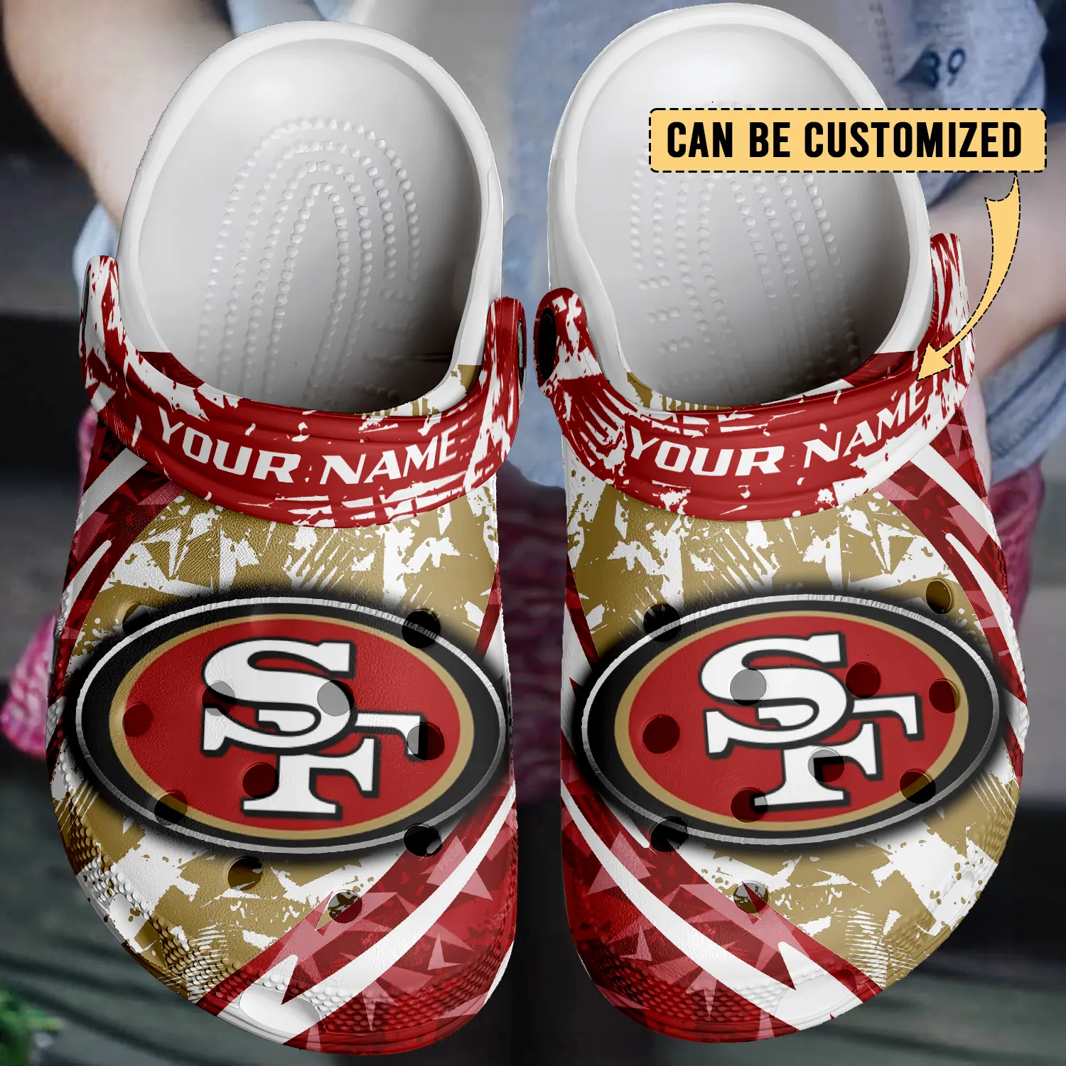 Merchidea San Francisco 49ers NFL Crocs Crocband Clogs Shoes Comfortable For Men Women and Kids