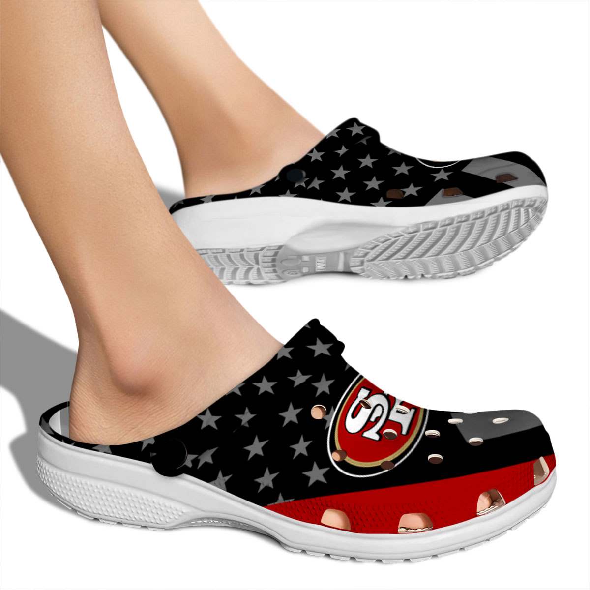 Merchidea San Francisco 49ers NFL Sport Crocs Crocband Clogs Shoes Comfortable For Men Women and Kids