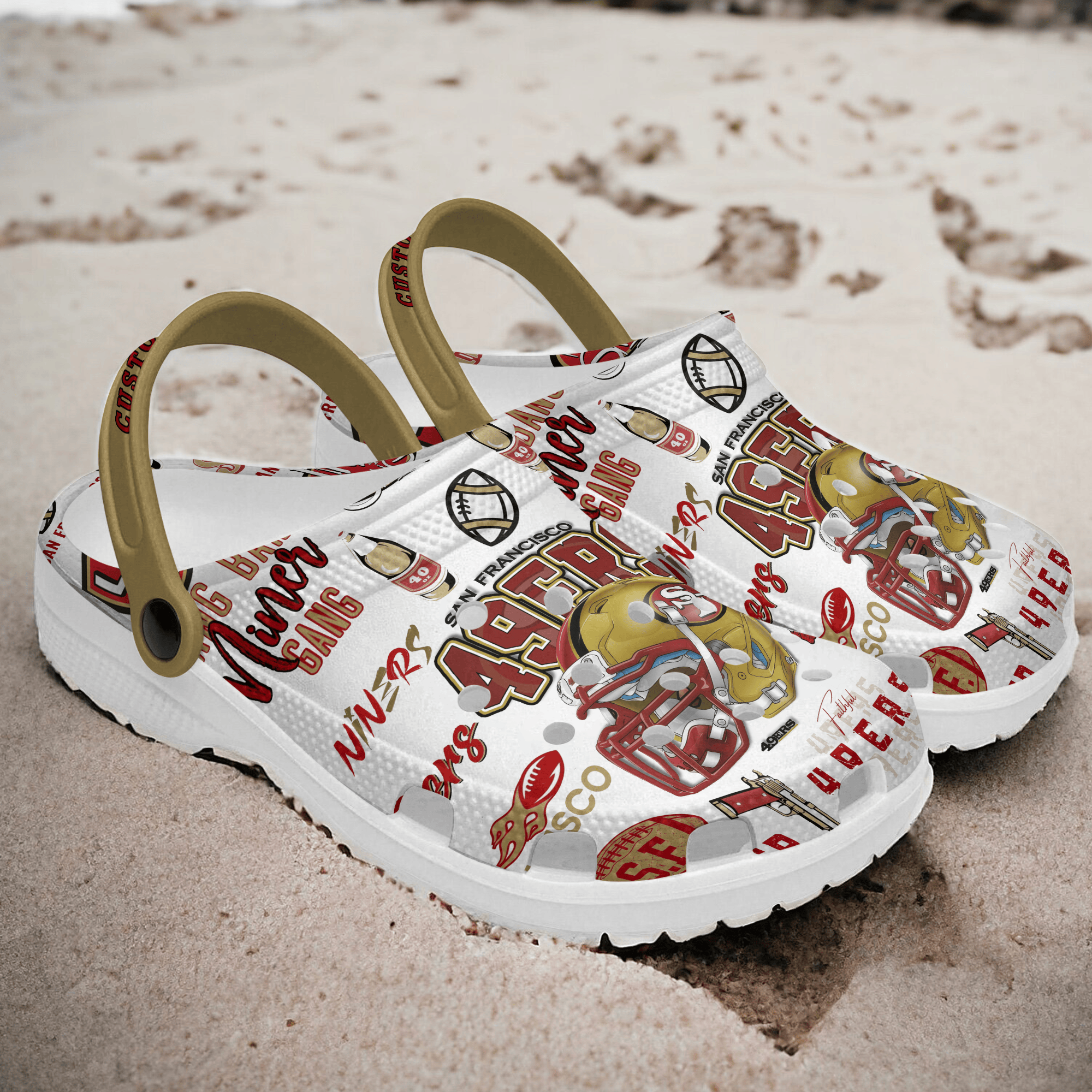 Merchidea San Francisco 49ers NFL Sport Crocs Crocband Clogs Shoes Comfortable For Men Women and Kids