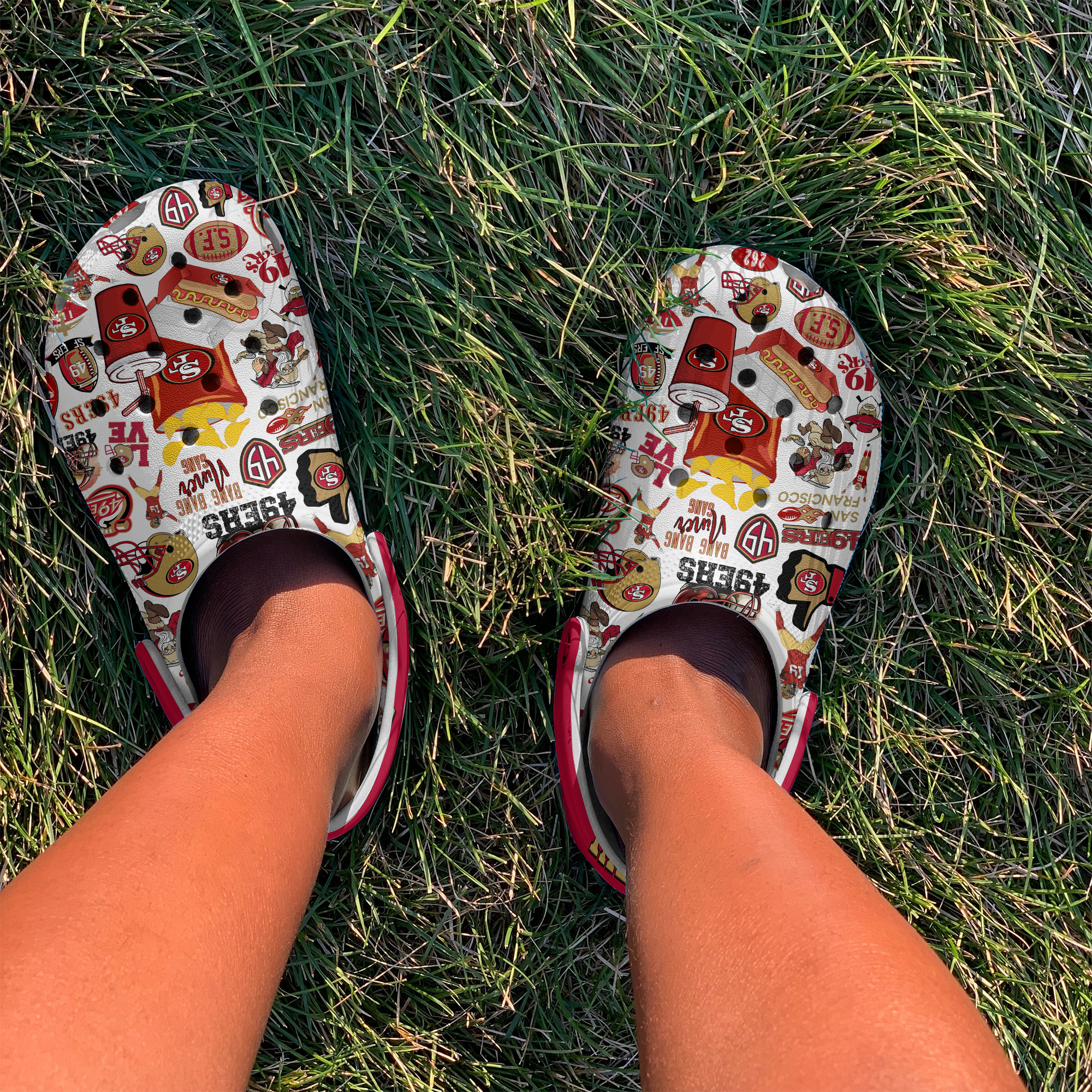 Merchidea San Francisco 49ers NFL Sport Crocs Crocband Clogs Shoes Comfortable For Men Women and Kids