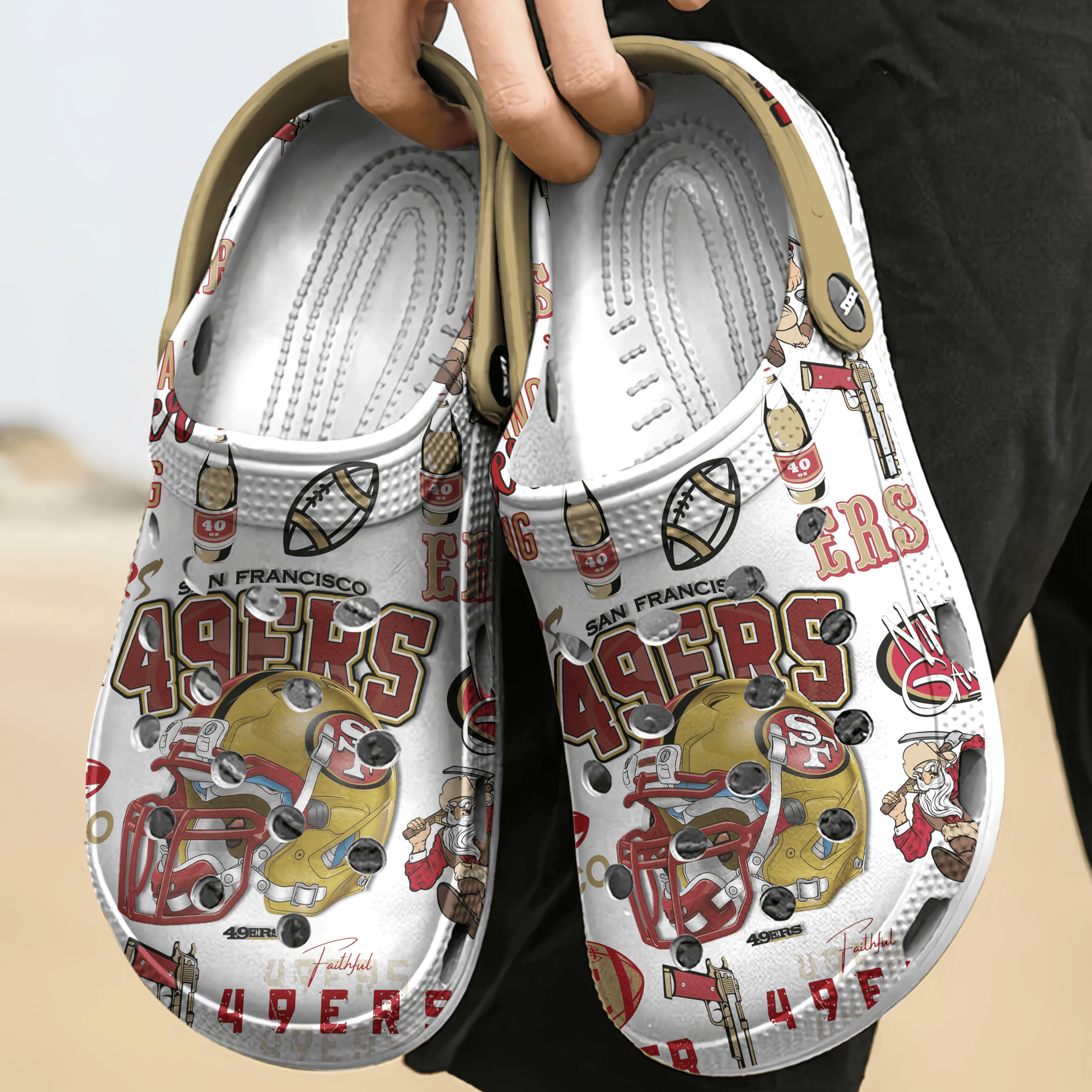 Merchidea San Francisco 49ers NFL Sport Crocs Crocband Clogs Shoes Comfortable For Men Women and Kids