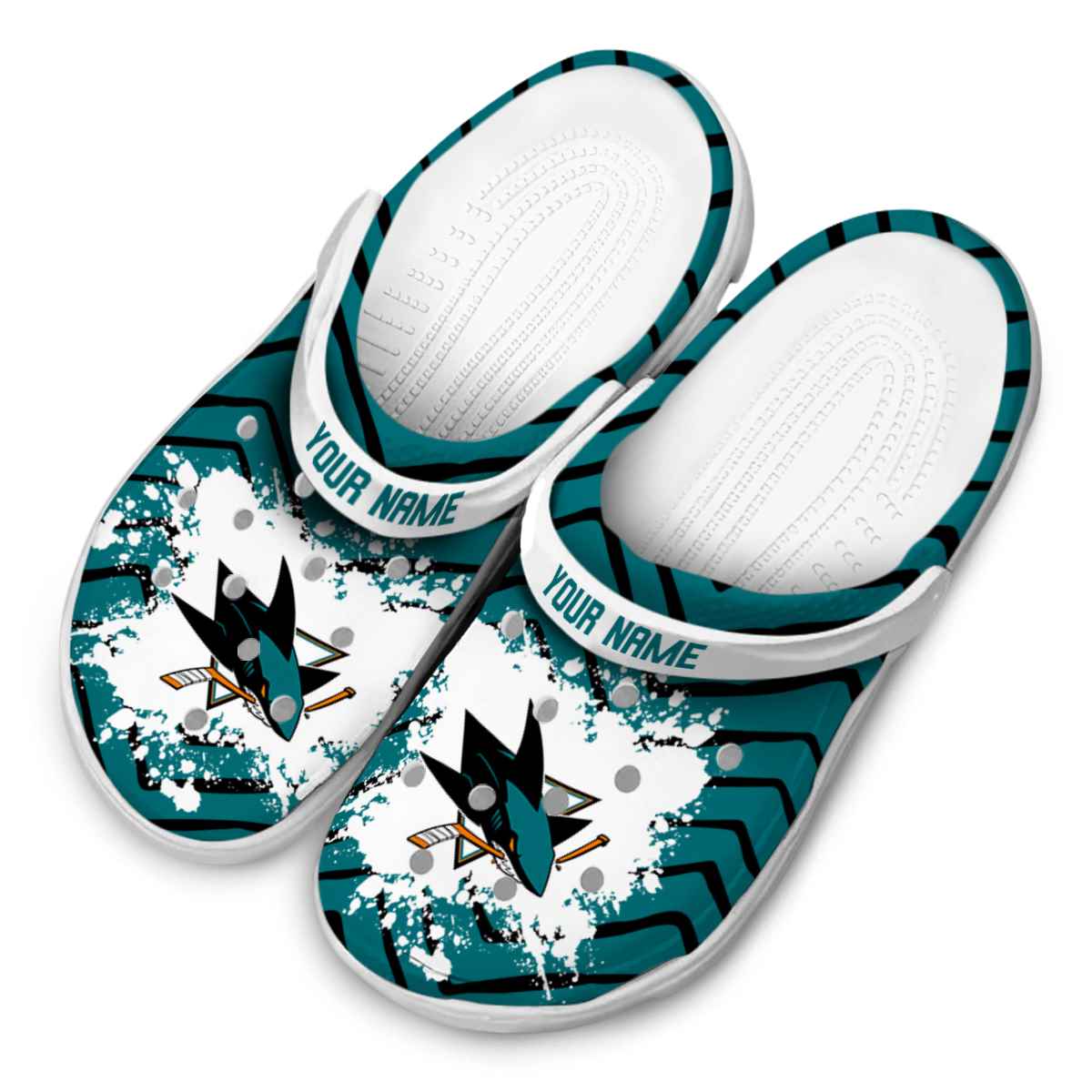Merchidea San Jose Sharks NHL Sport Crocs Crocband Clogs Shoes Comfortable For Men Women and Kids