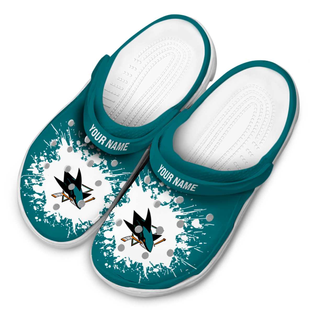 Merchidea San Jose Sharks NHL Sport Crocs Crocband Clogs Shoes Comfortable For Men Women and Kids