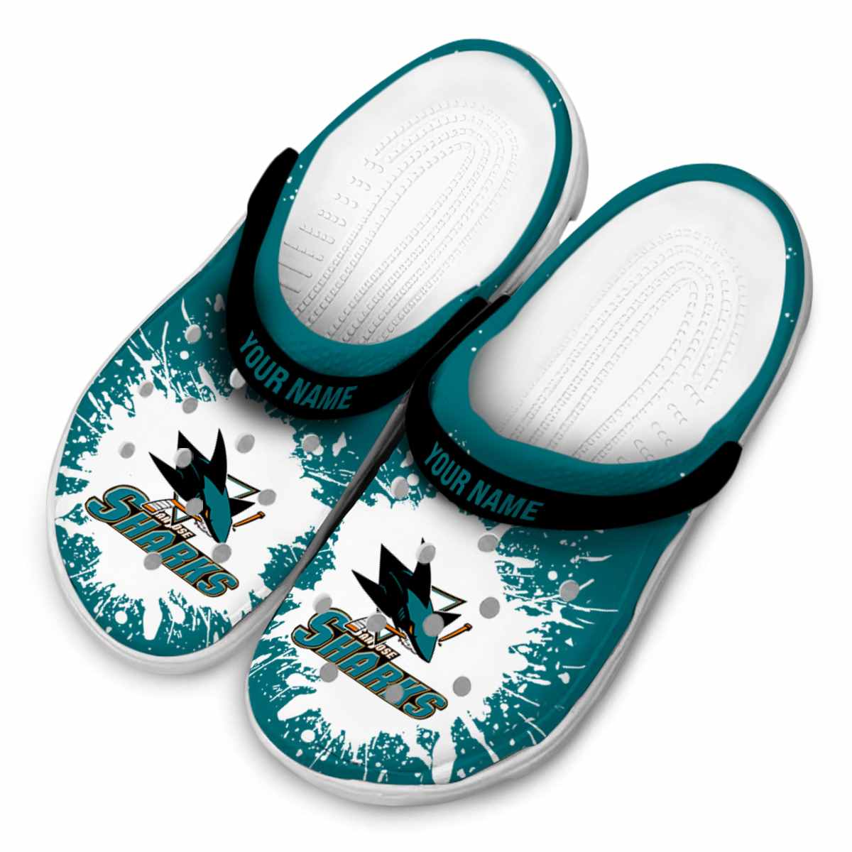 Merchidea San Jose Sharks NHL Sport Crocs Crocband Clogs Shoes Comfortable For Men Women and Kids