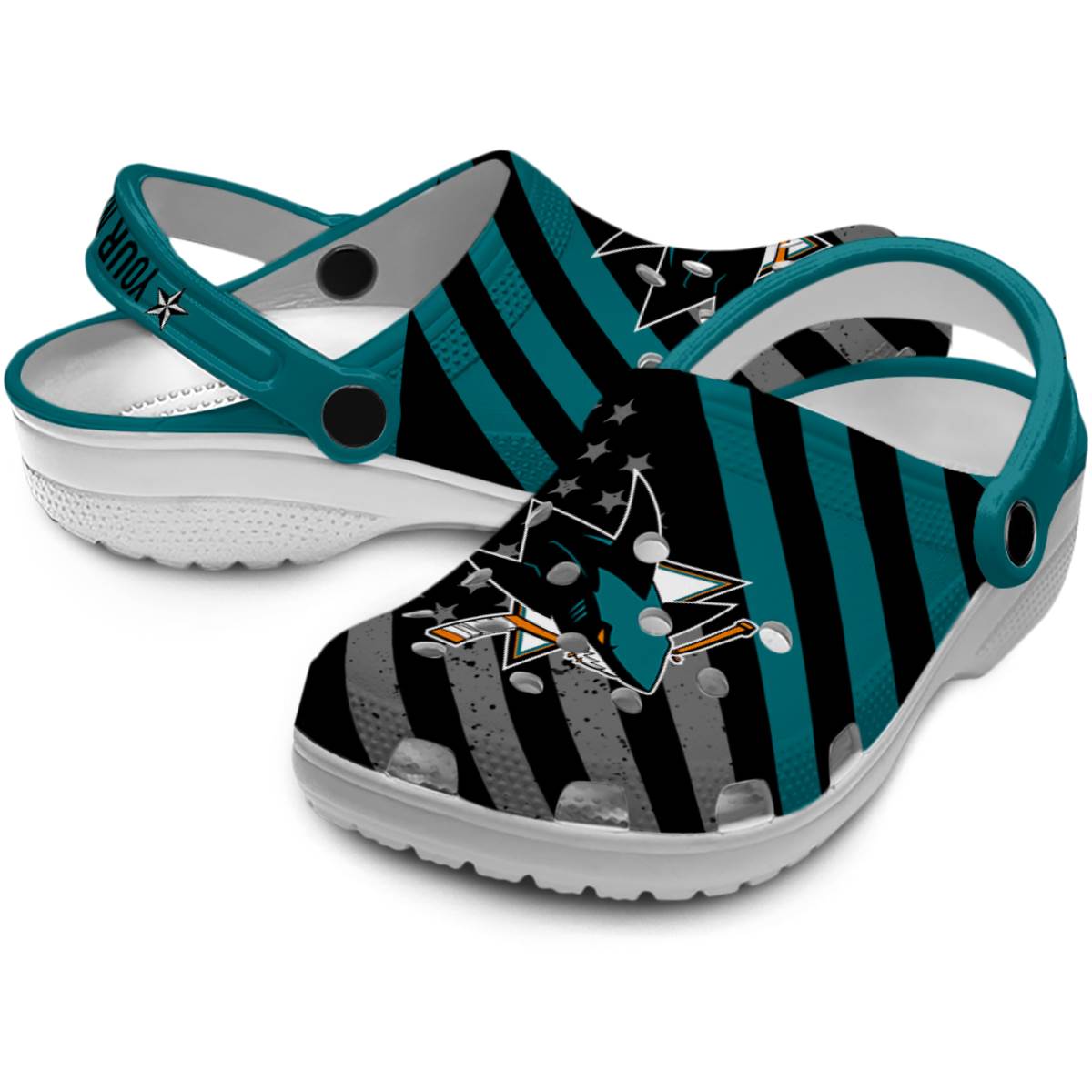 Merchidea San Jose Sharks NHL Sport Crocs Crocband Clogs Shoes Comfortable For Men Women and Kids