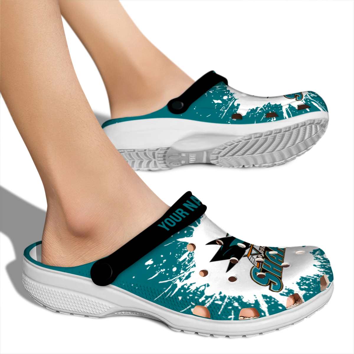 Merchidea San Jose Sharks NHL Sport Crocs Crocband Clogs Shoes Comfortable For Men Women and Kids