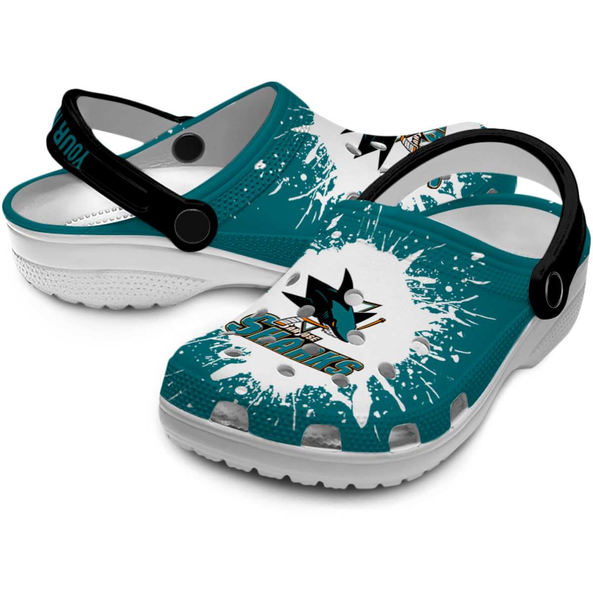Merchidea San Jose Sharks NHL Sport Crocs Crocband Clogs Shoes Comfortable For Men Women and Kids
