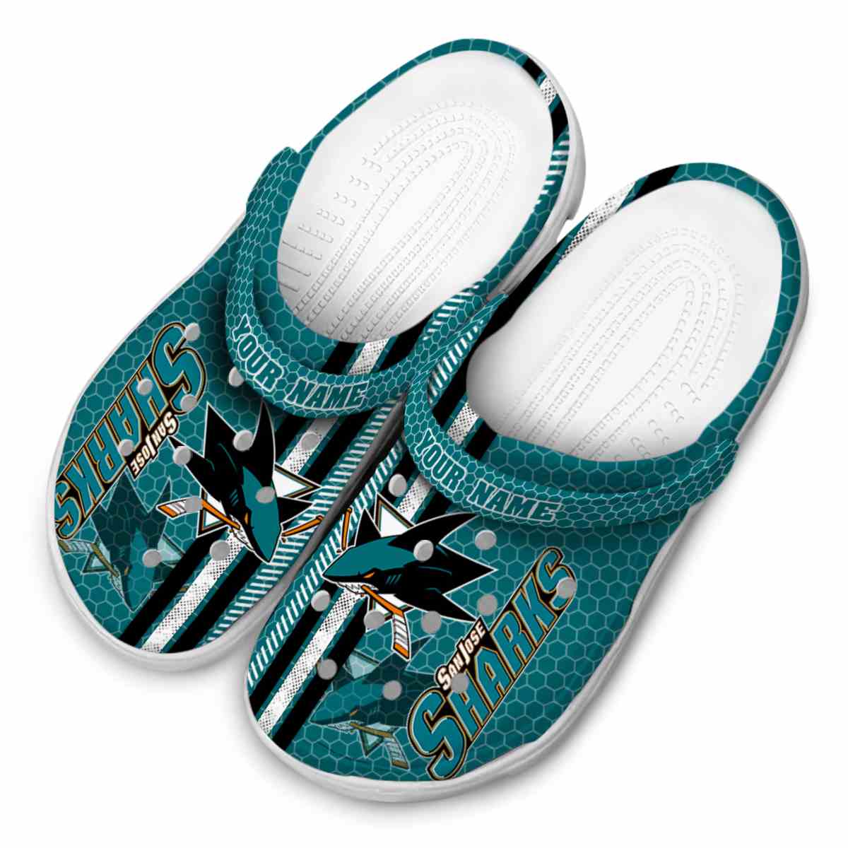 Merchidea San Jose Sharks NHL Sport Crocs Crocband Clogs Shoes Comfortable For Men Women and Kids