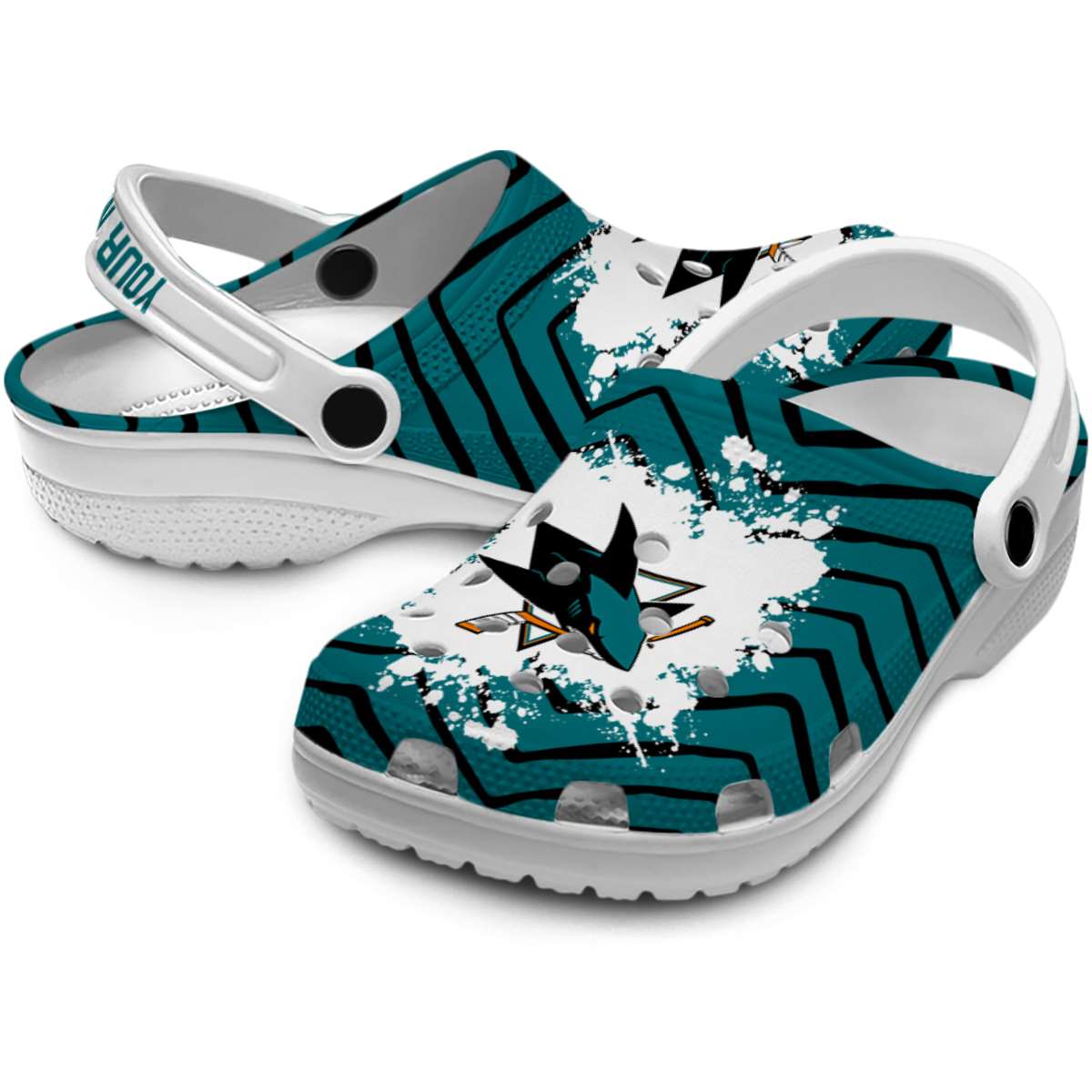 Merchidea San Jose Sharks NHL Sport Crocs Crocband Clogs Shoes Comfortable For Men Women and Kids