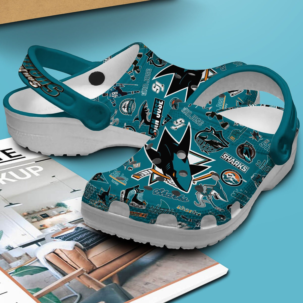 Merchidea San Jose Sharks NHL Sport Crocs Crocband Clogs Shoes Comfortable For Men Women and Kids