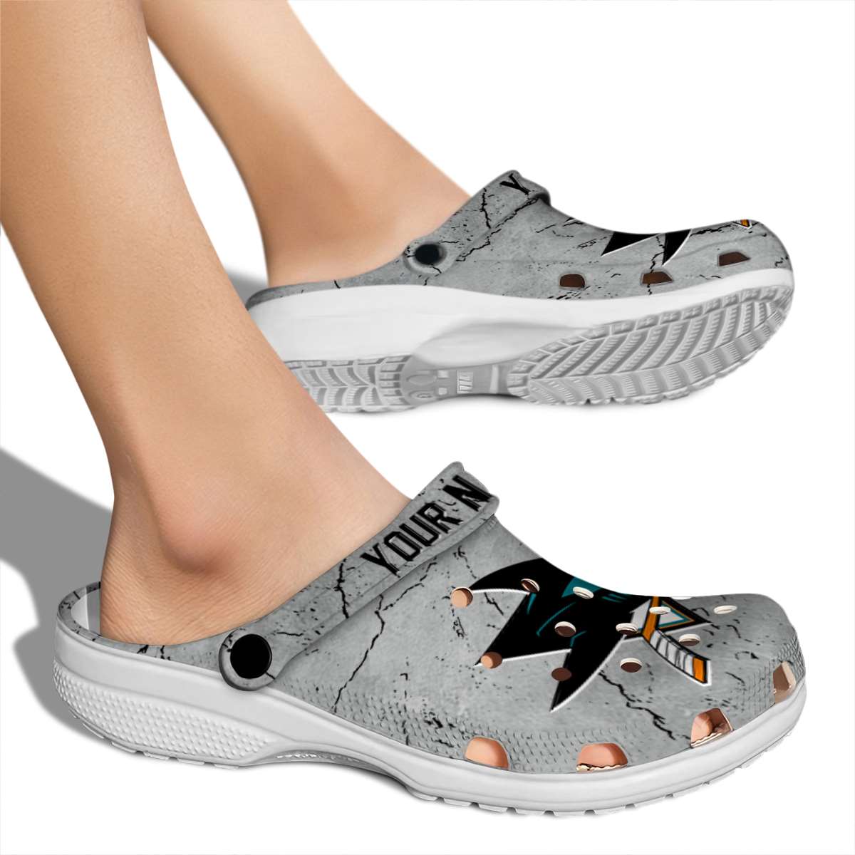 Merchidea San Jose Sharks NHL Sport Crocs Crocband Clogs Shoes Comfortable For Men Women and Kids