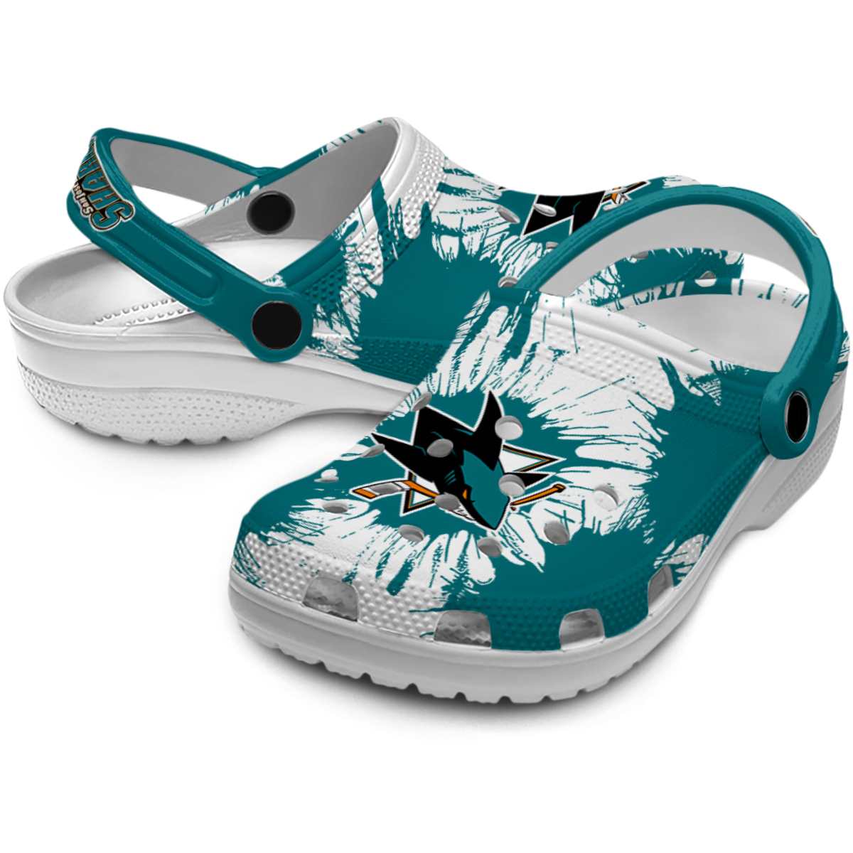 Merchidea San Jose Sharks NHL Sport Crocs Crocband Clogs Shoes Comfortable For Men Women and Kids