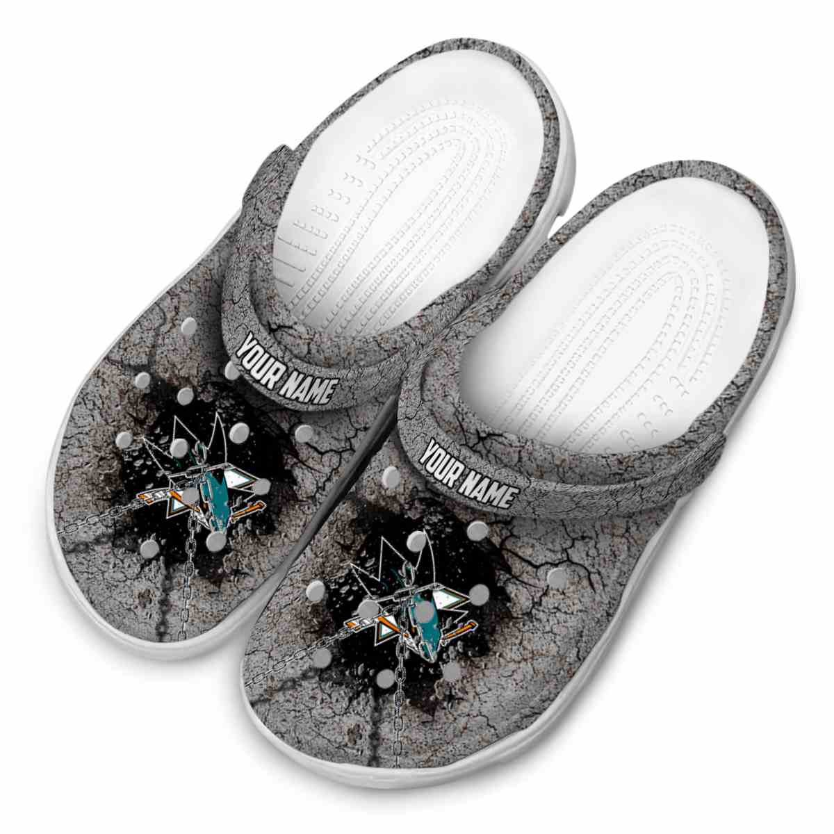 Merchidea San Jose Sharks NHL Sport Crocs Crocband Clogs Shoes Comfortable For Men Women and Kids