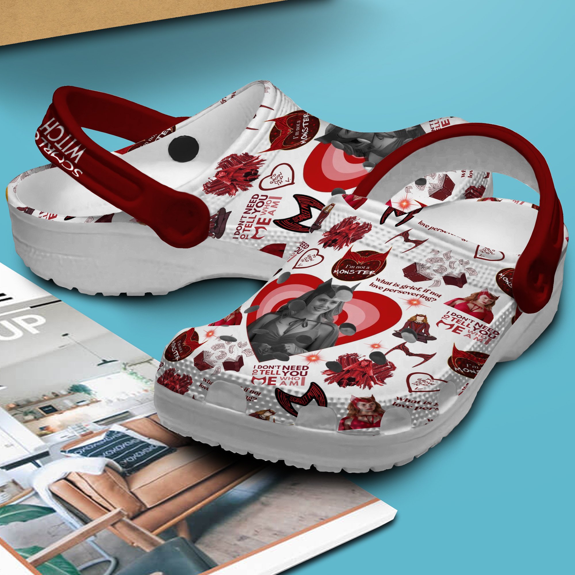 Merchidea Scarlet Witch Marvel Movie Crocs Crocband Clogs Shoes Comfortable For Men Women and Kids