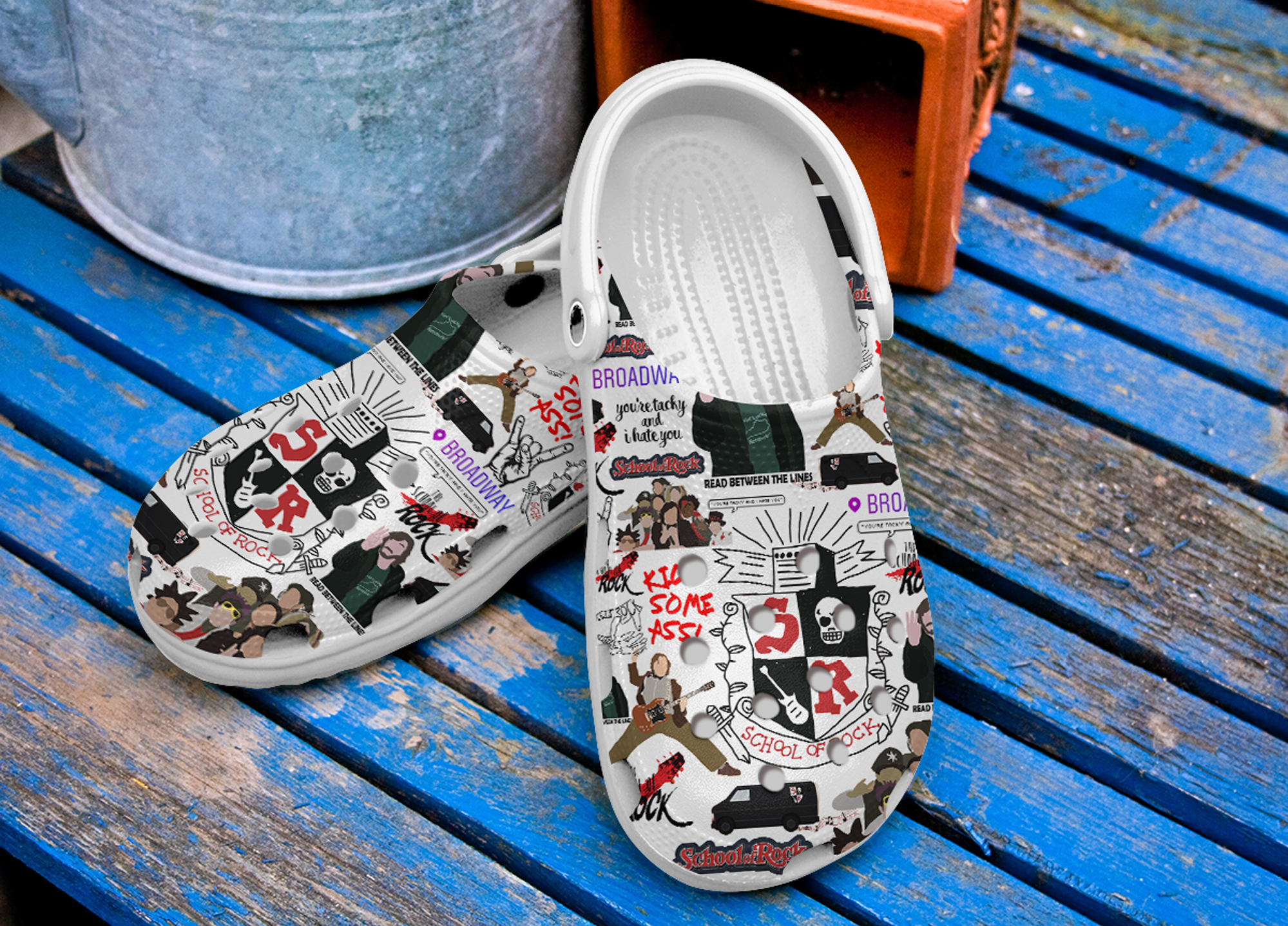 Merchidea School of Rock Movie Crocs Crocband Clogs Shoes Comfortable For Men Women and Kids