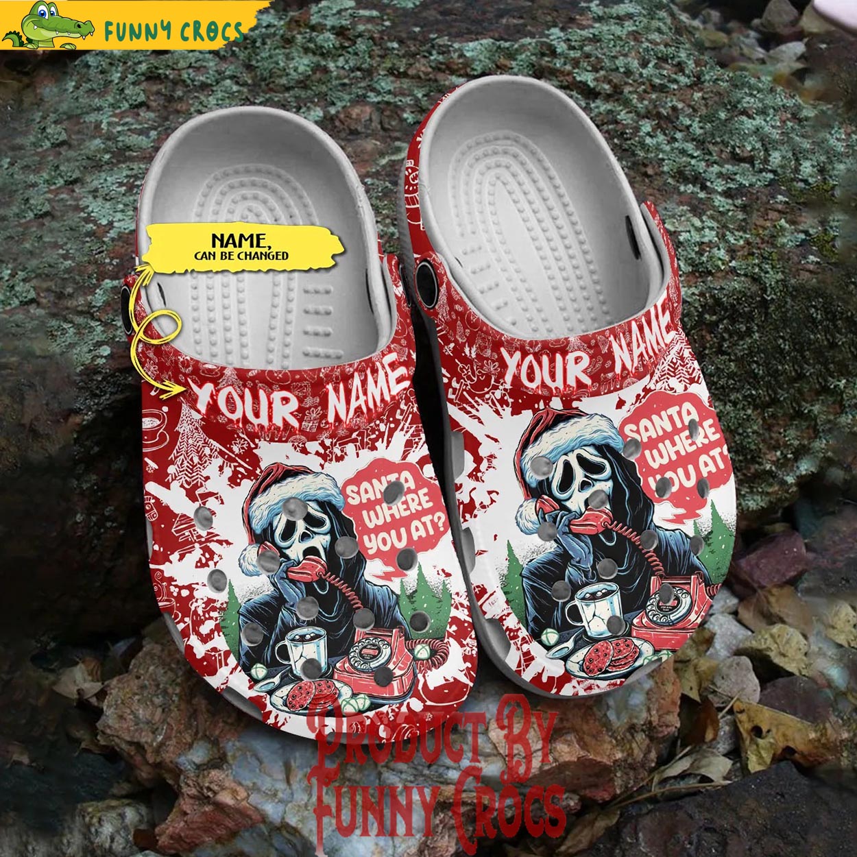Merchidea Scream Ghostface Santa Movie Christmas Crocs Crocband Clogs Shoes Comfortable For Men Women and Kids