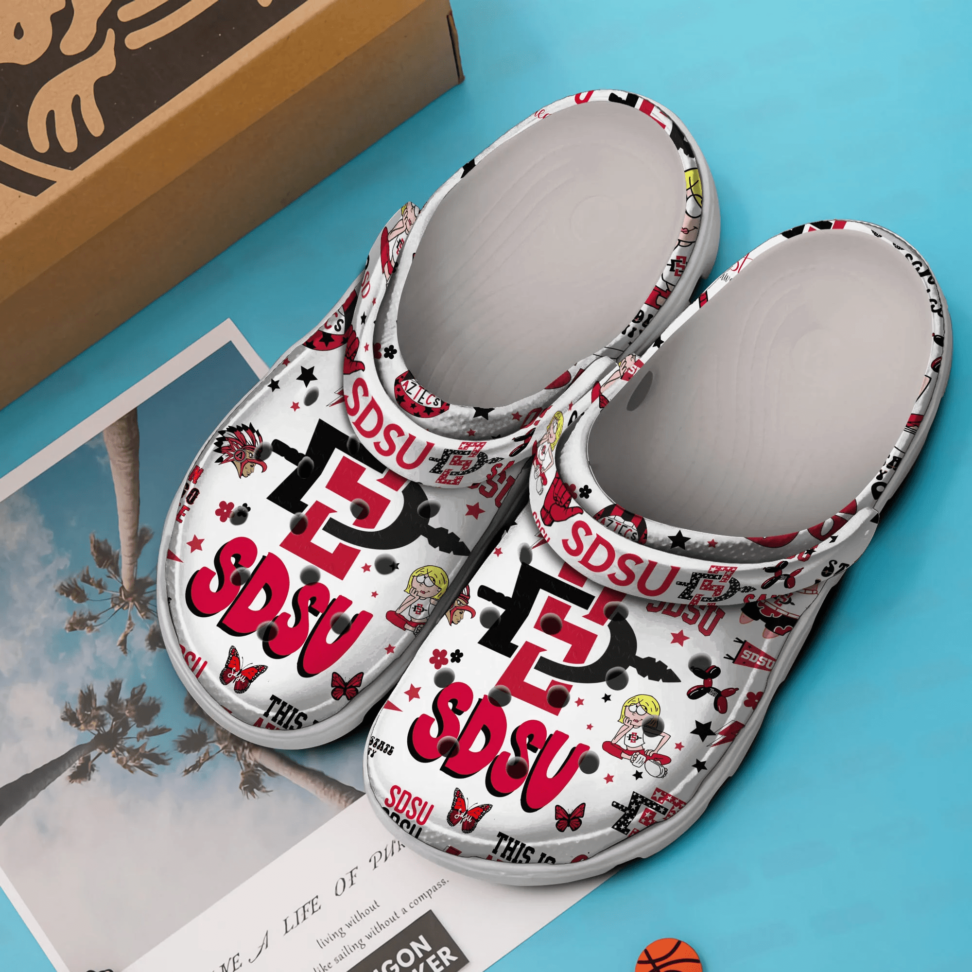 Merchidea SDSU San Diego State Aztecs NCAA Sport Crocs Crocband Clogs Shoes Comfortable For Men Women and Kids