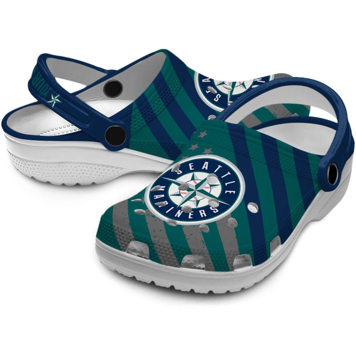 Merchidea Seattle Mariners MLB Sport Crocs Crocband Clogs Shoes Comfortable For Men Women and Kids