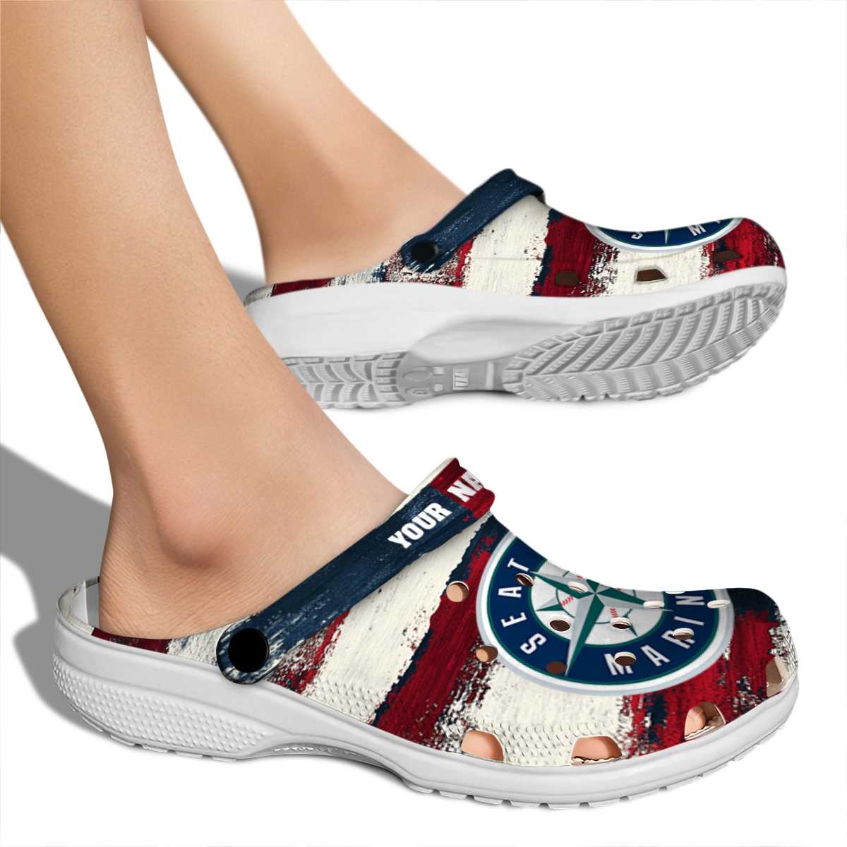 Merchidea Seattle Mariners MLB Sport Crocs Crocband Clogs Shoes Comfortable For Men Women and Kids