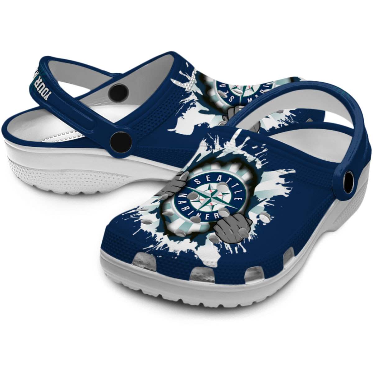 Merchidea Seattle Mariners MLB Sport Crocs Crocband Clogs Shoes Comfortable For Men Women and Kids