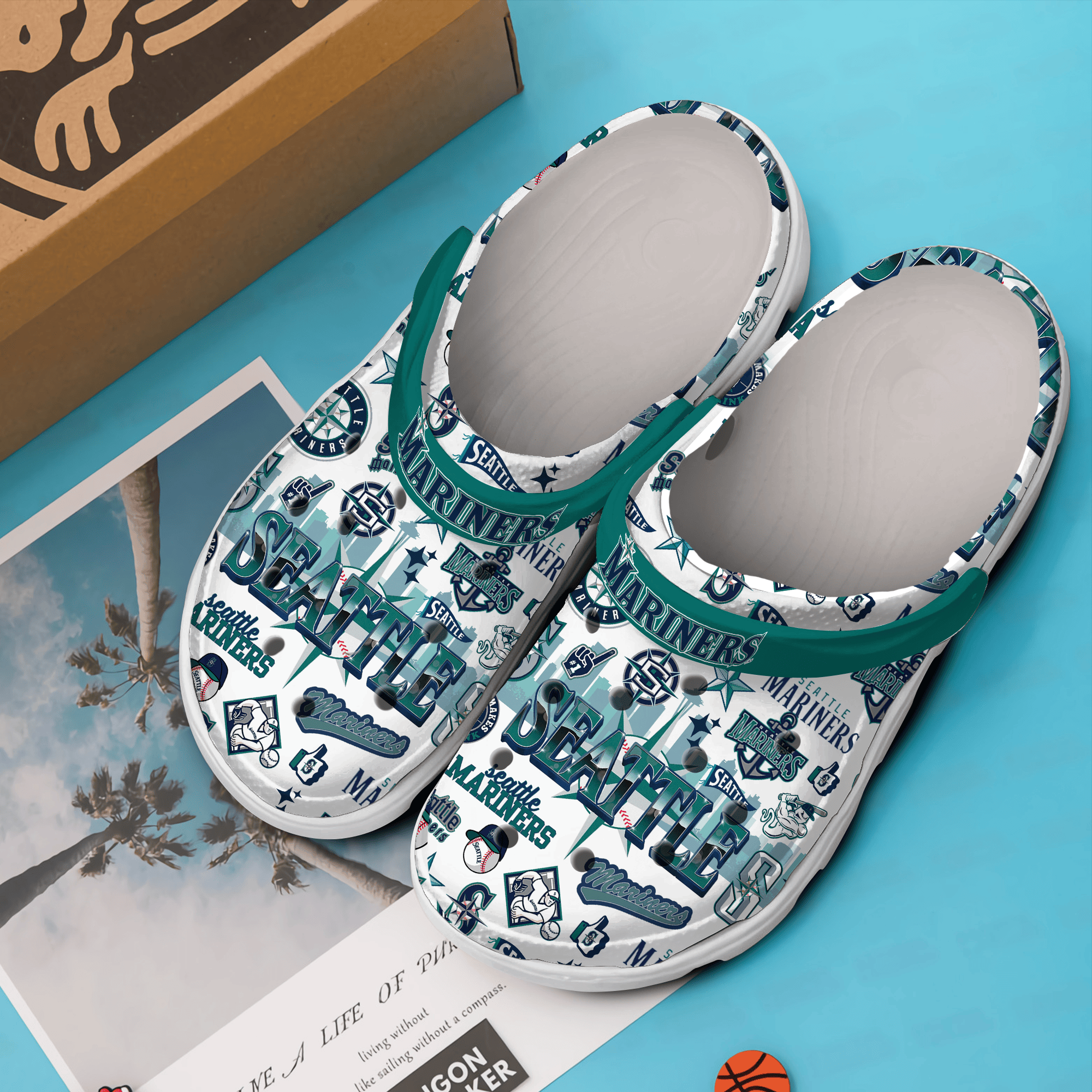 Merchidea Seattle Mariners MLB Sport Crocs Crocband Clogs Shoes Comfortable For Men Women and Kids