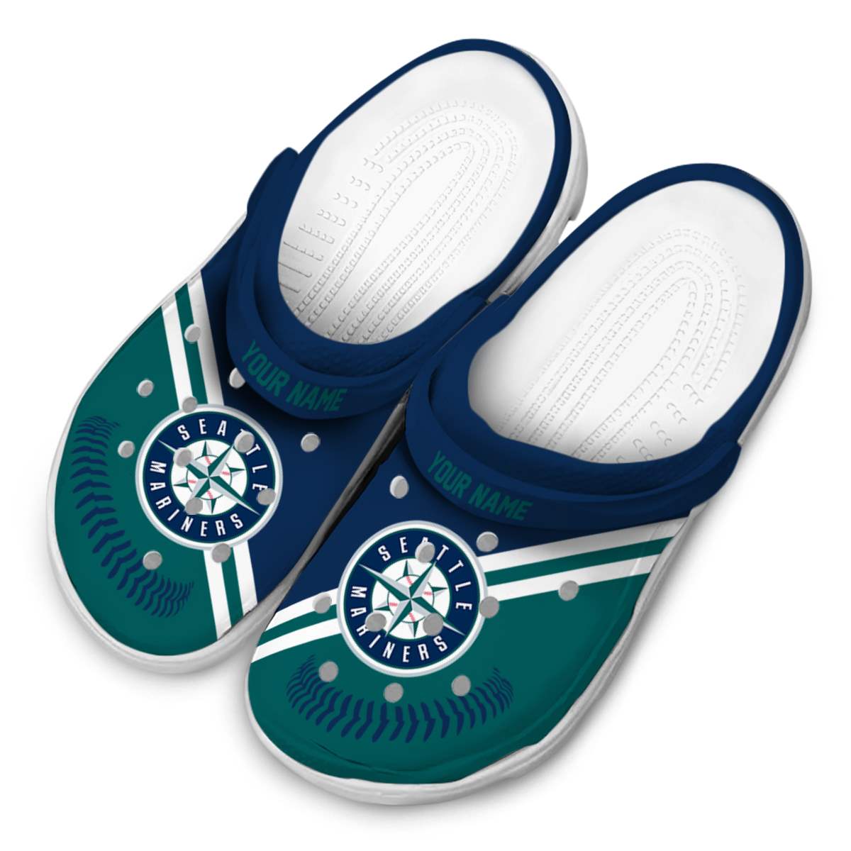 Merchidea Seattle Mariners MLB Sport Crocs Crocband Clogs Shoes Comfortable For Men Women and Kids