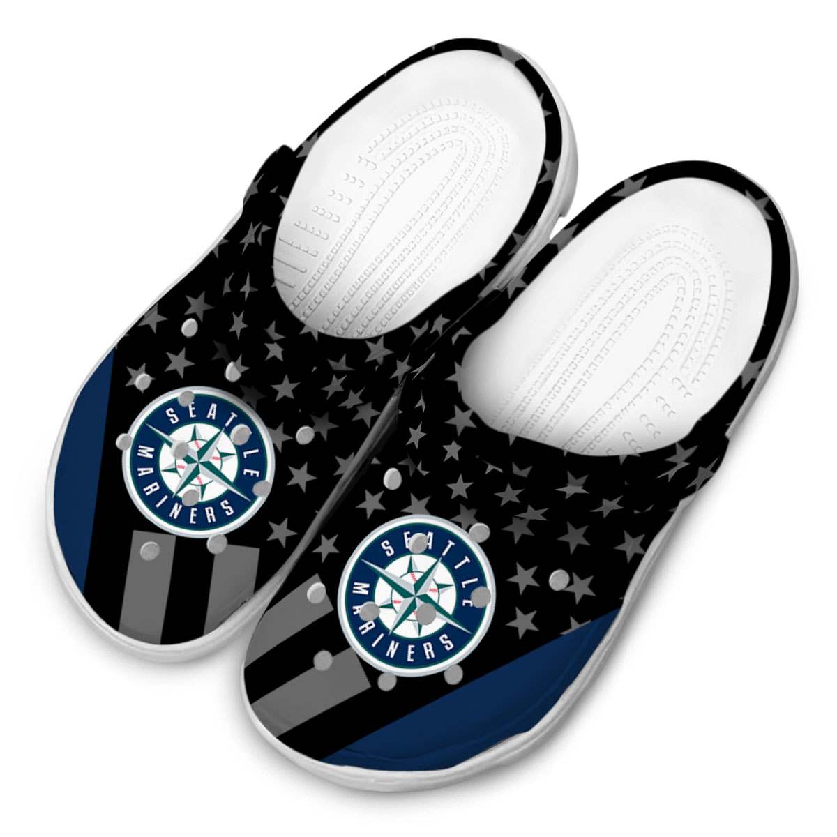 Merchidea Seattle Mariners MLB Sport Crocs Crocband Clogs Shoes Comfortable For Men Women and Kids