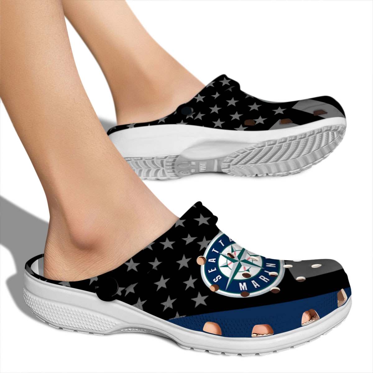 Merchidea Seattle Mariners MLB Sport Crocs Crocband Clogs Shoes Comfortable For Men Women and Kids