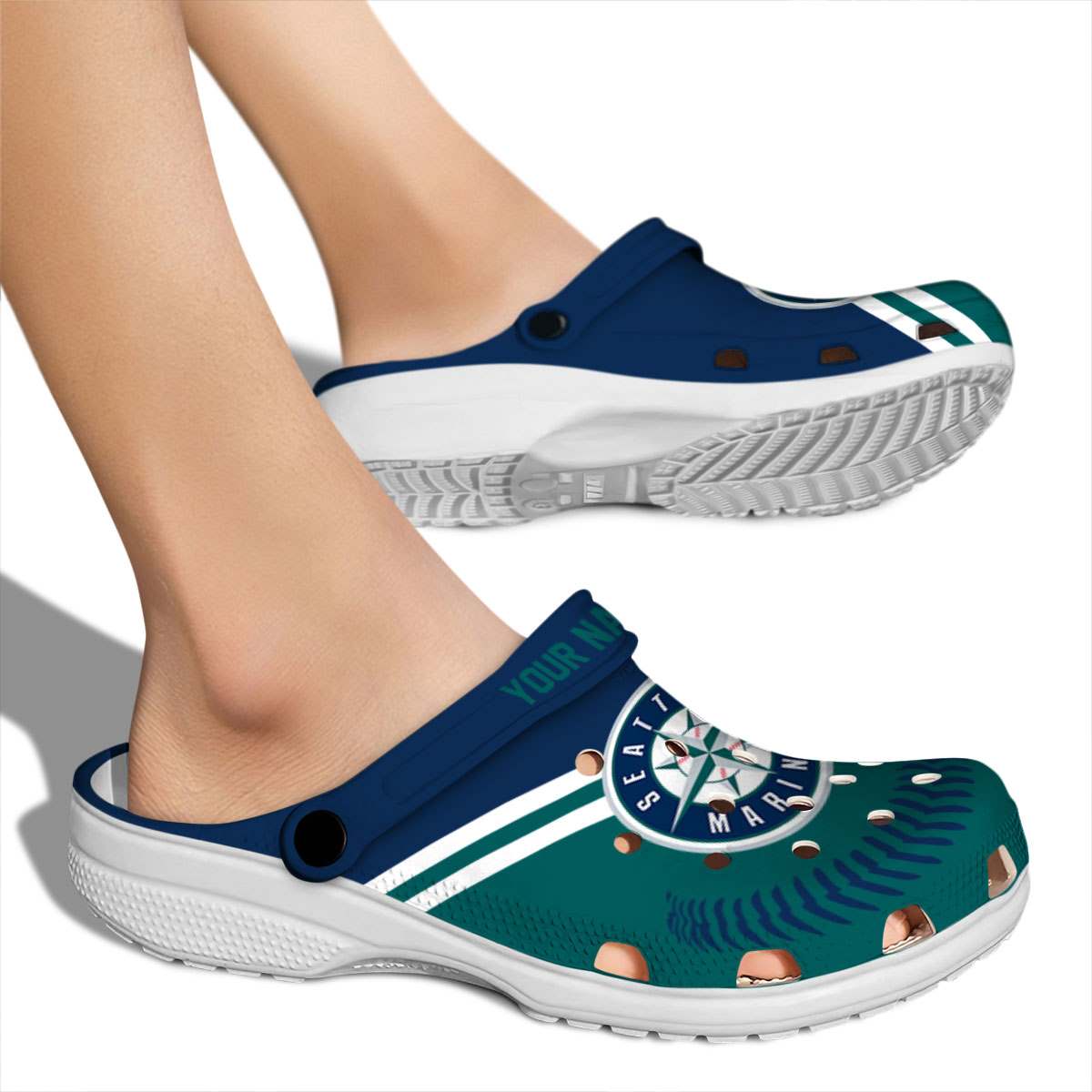 Merchidea Seattle Mariners MLB Sport Crocs Crocband Clogs Shoes Comfortable For Men Women and Kids