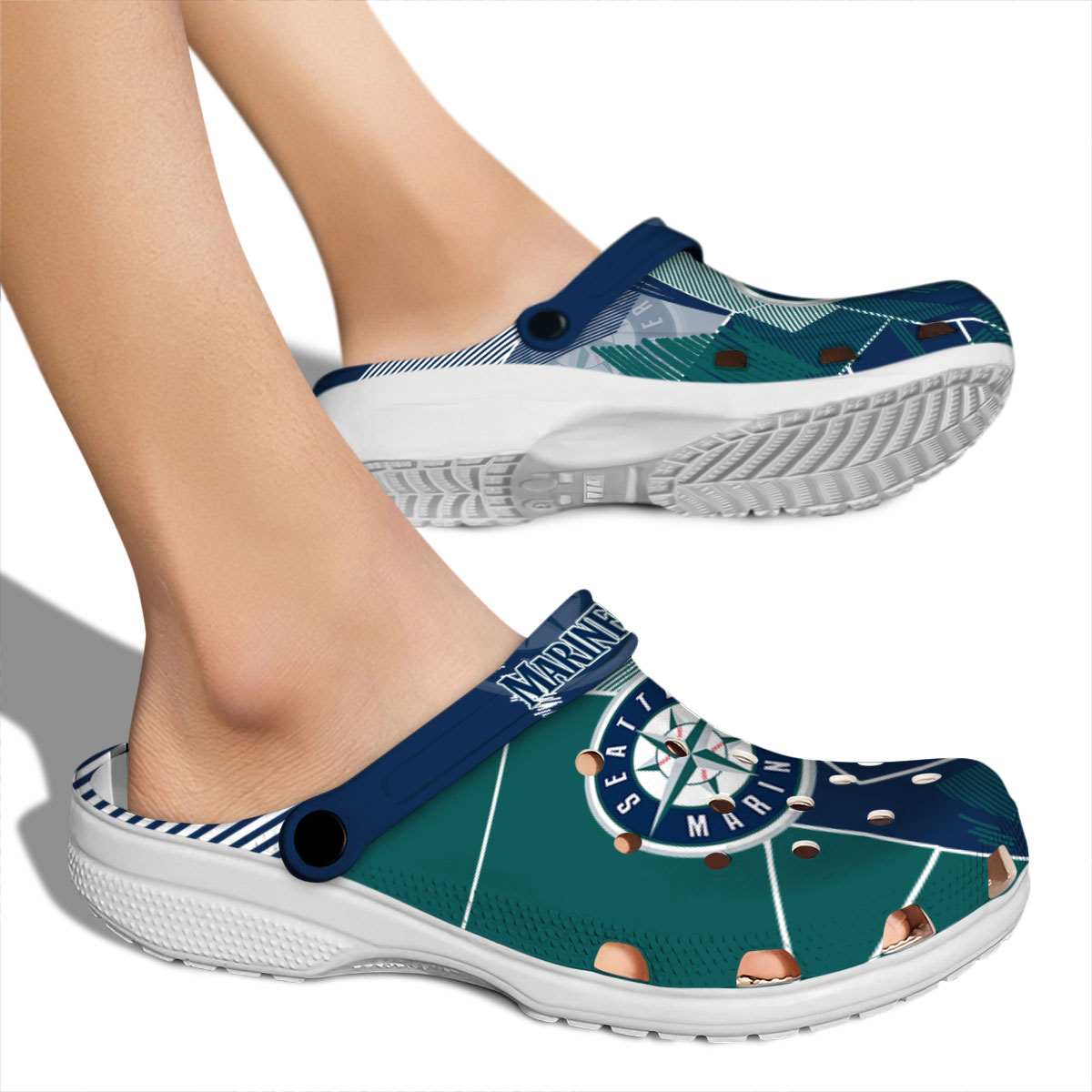 Merchidea Seattle Mariners MLB Sport Crocs Crocband Clogs Shoes Comfortable For Men Women and Kids