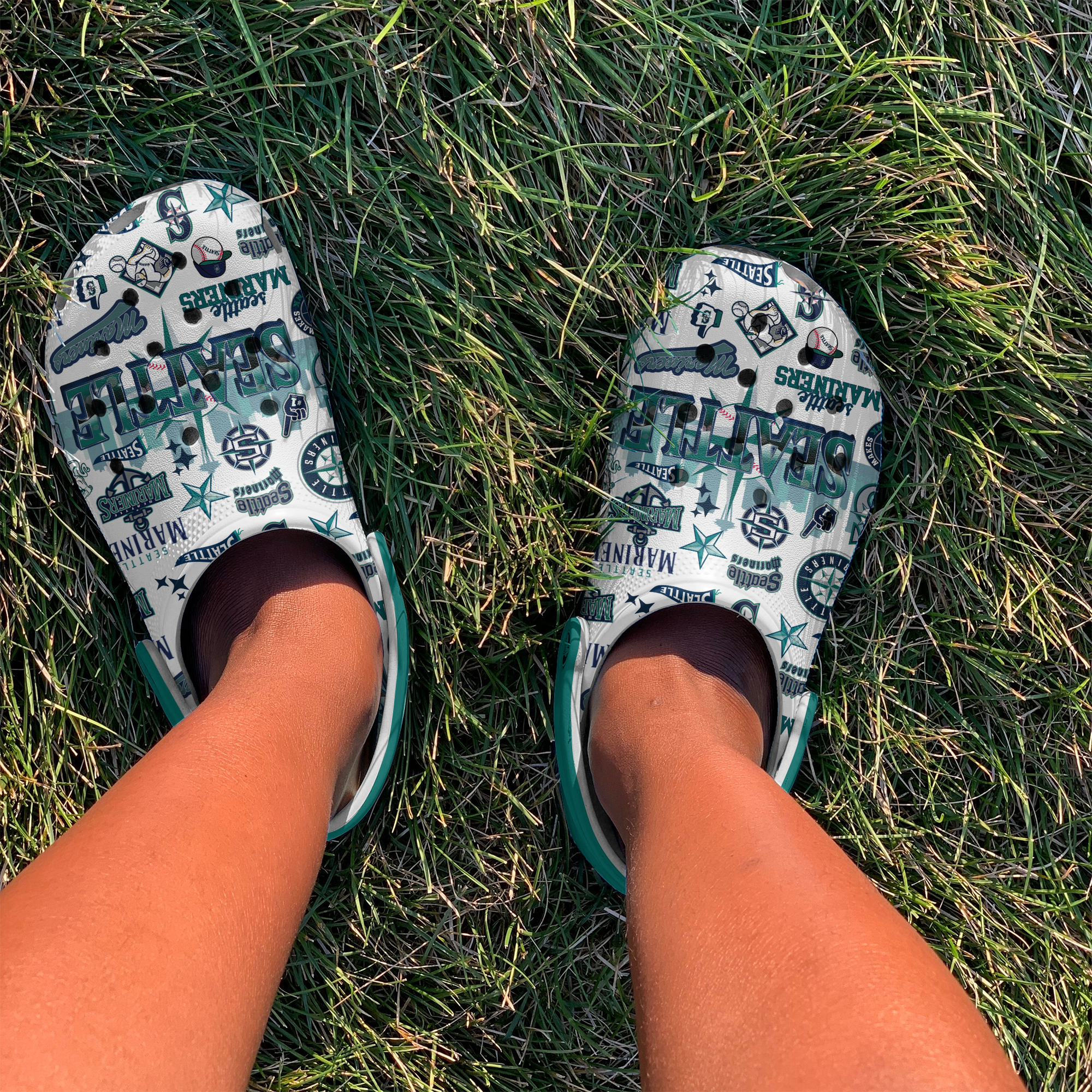 Merchidea Seattle Mariners MLB Sport Crocs Crocband Clogs Shoes Comfortable For Men Women and Kids