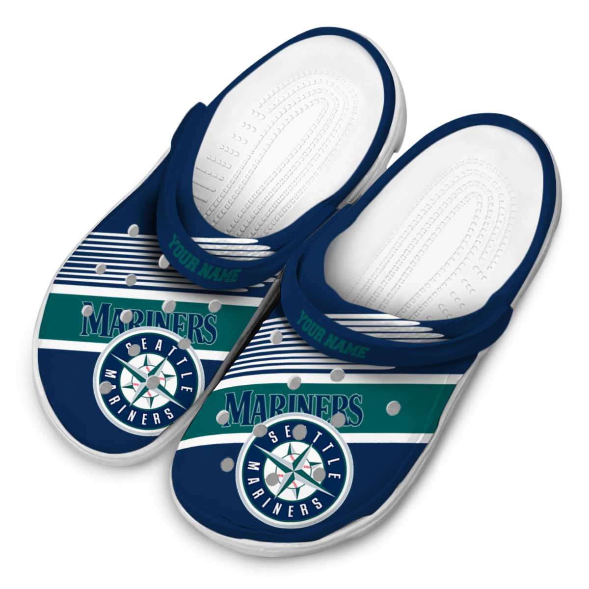 Merchidea Seattle Mariners MLB Sport Crocs Crocband Clogs Shoes Comfortable For Men Women and Kids