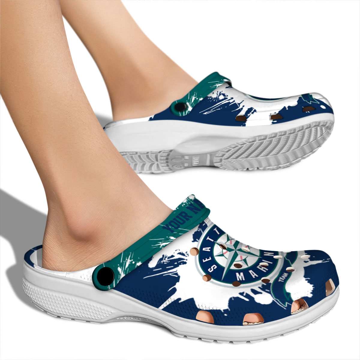 Merchidea Seattle Mariners MLB Sport Crocs Crocband Clogs Shoes Comfortable For Men Women and Kids