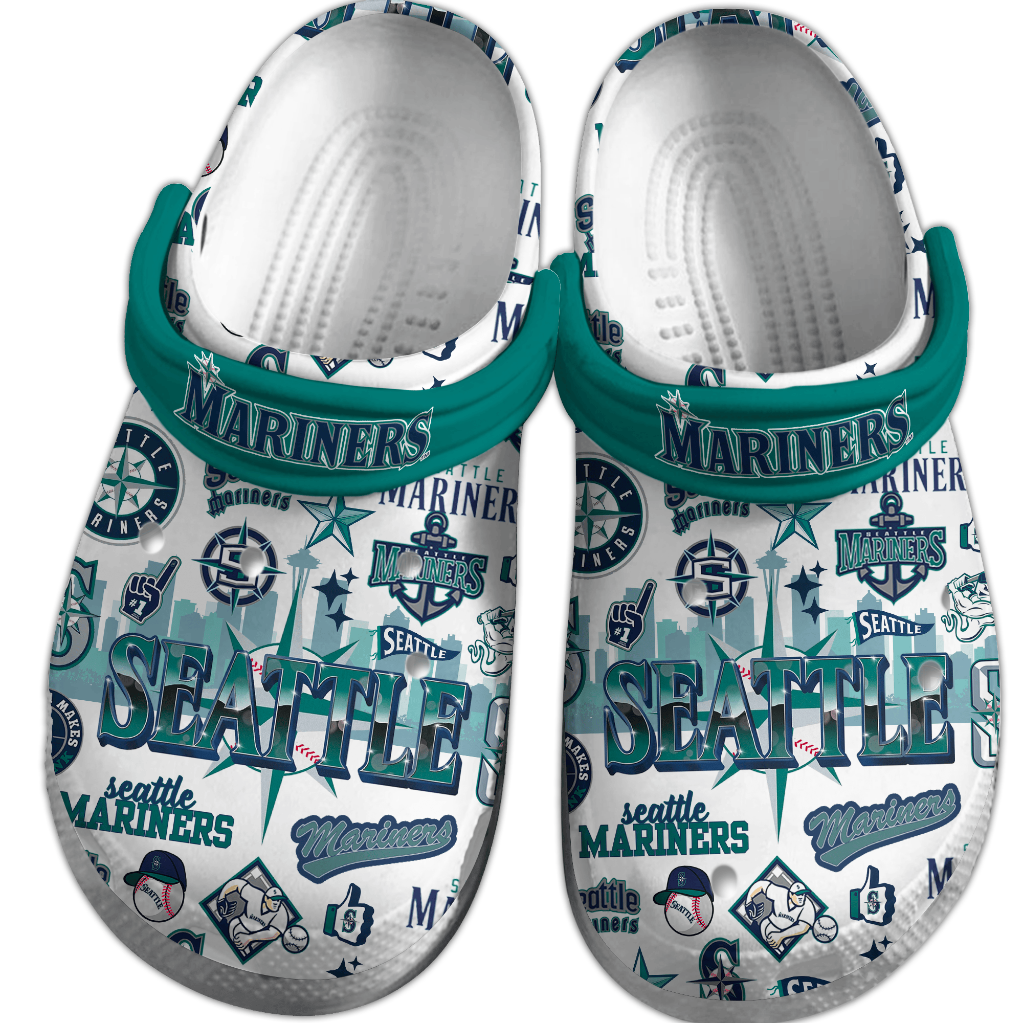 Merchidea Seattle Mariners MLB Sport Crocs Crocband Clogs Shoes Comfortable For Men Women and Kids