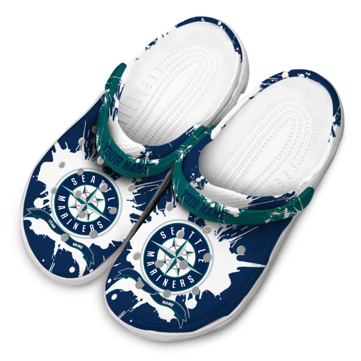 Merchidea Seattle Mariners MLB Sport Crocs Crocband Clogs Shoes Comfortable For Men Women and Kids