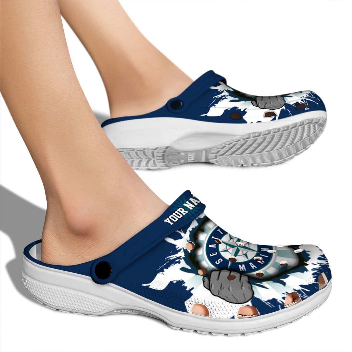 Merchidea Seattle Mariners MLB Sport Crocs Crocband Clogs Shoes Comfortable For Men Women and Kids