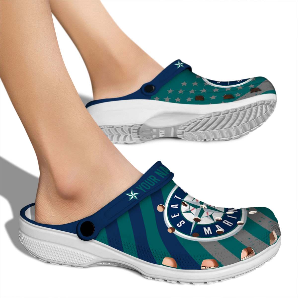 Merchidea Seattle Mariners MLB Sport Crocs Crocband Clogs Shoes Comfortable For Men Women and Kids