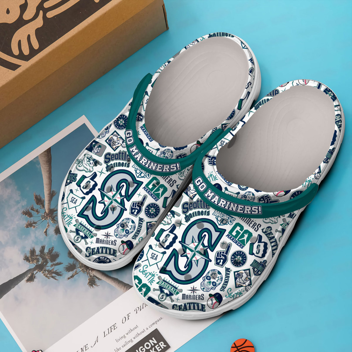 Merchidea Seattle Mariners MLB Sport Crocs Crocband Clogs Shoes Comfortable For Men Women and Kids