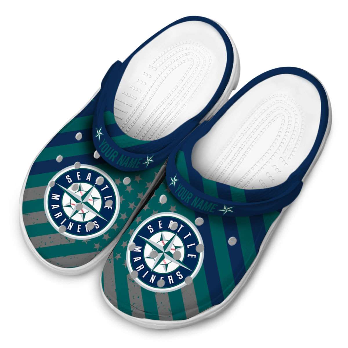 Merchidea Seattle Mariners MLB Sport Crocs Crocband Clogs Shoes Comfortable For Men Women and Kids