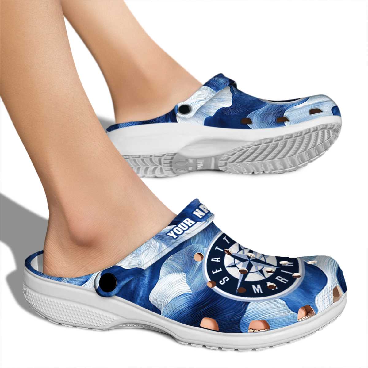 Merchidea Seattle Mariners MLB Sport Crocs Crocband Clogs Shoes Comfortable For Men Women and Kids