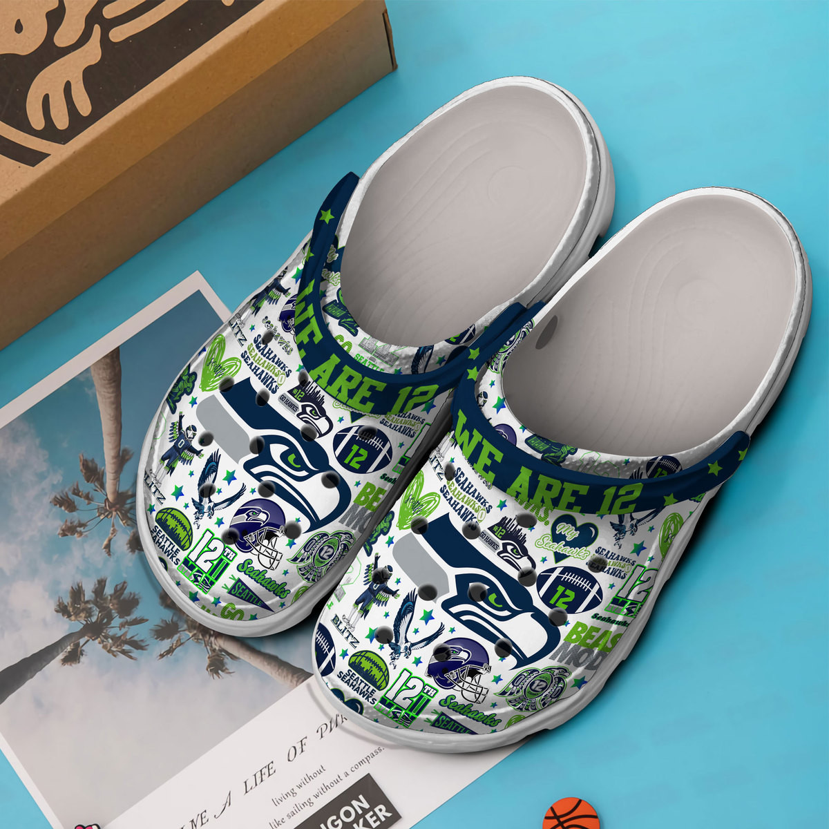 Merchidea Seattle Seahawks NFL Sport Crocs Crocband Clogs Shoes Comfortable For Men Women and Kids