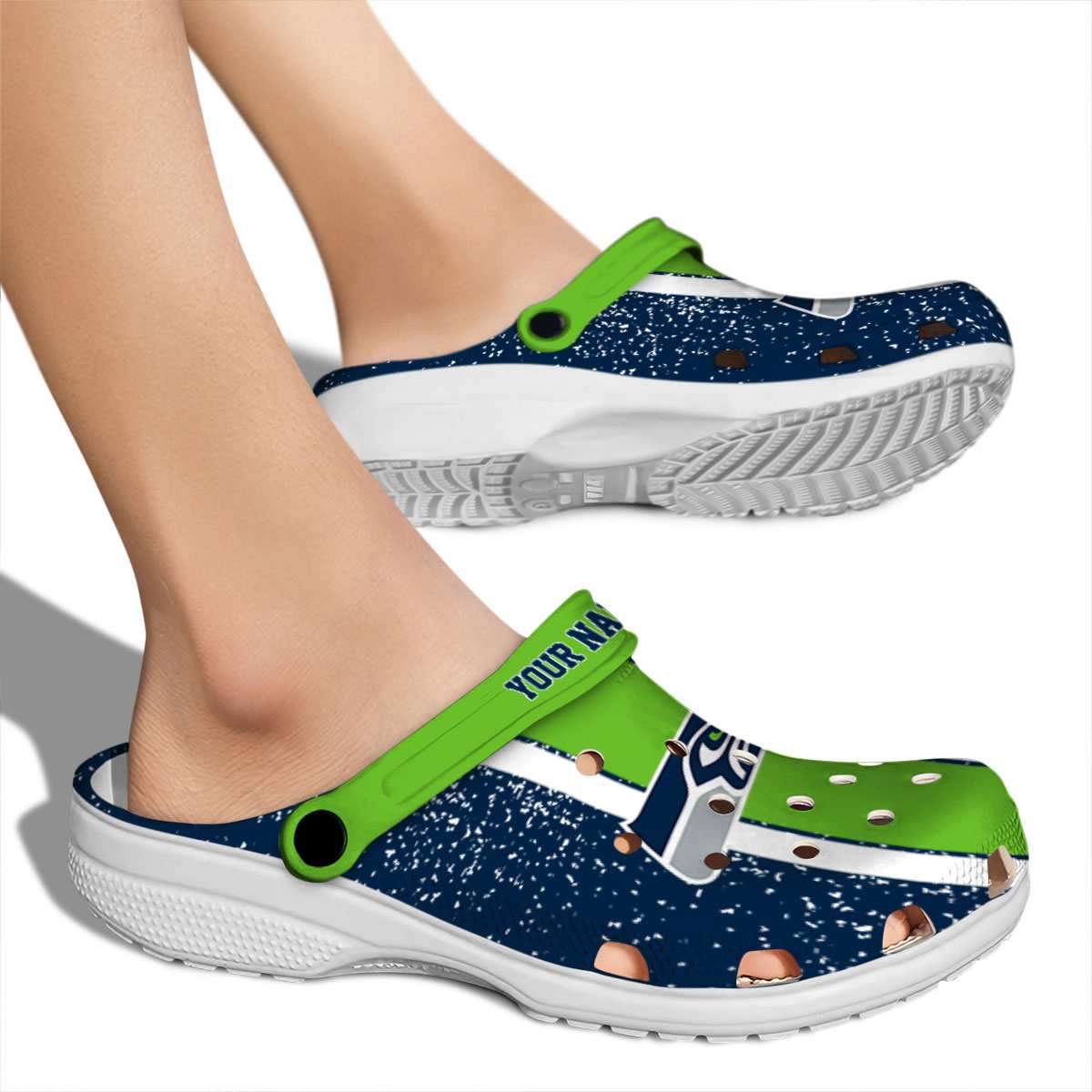 Merchidea Seattle Seahawks NFL Sport Crocs Crocband Clogs Shoes Comfortable For Men Women and Kids