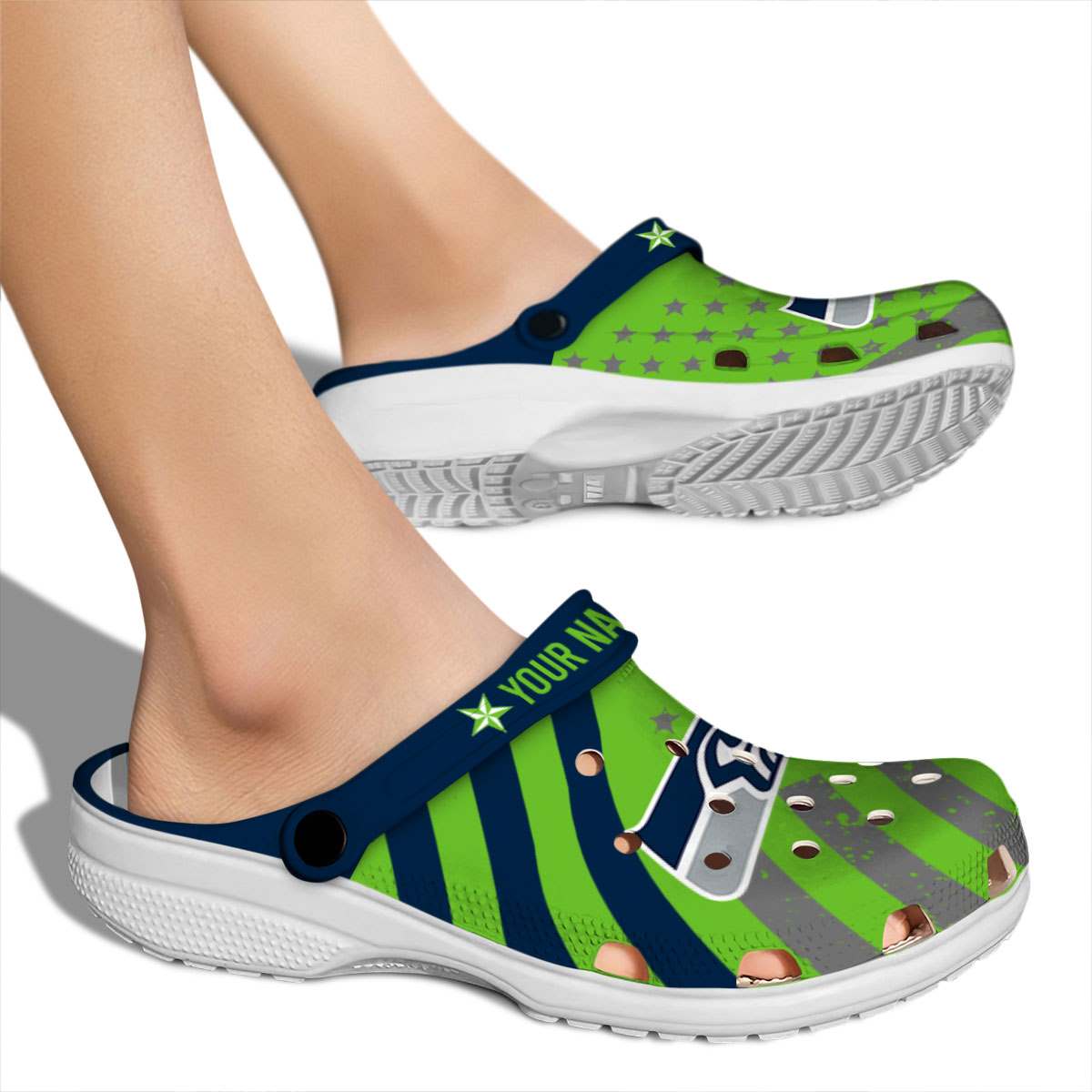 Merchidea Seattle Seahawks NFL Sport Crocs Crocband Clogs Shoes Comfortable For Men Women and Kids