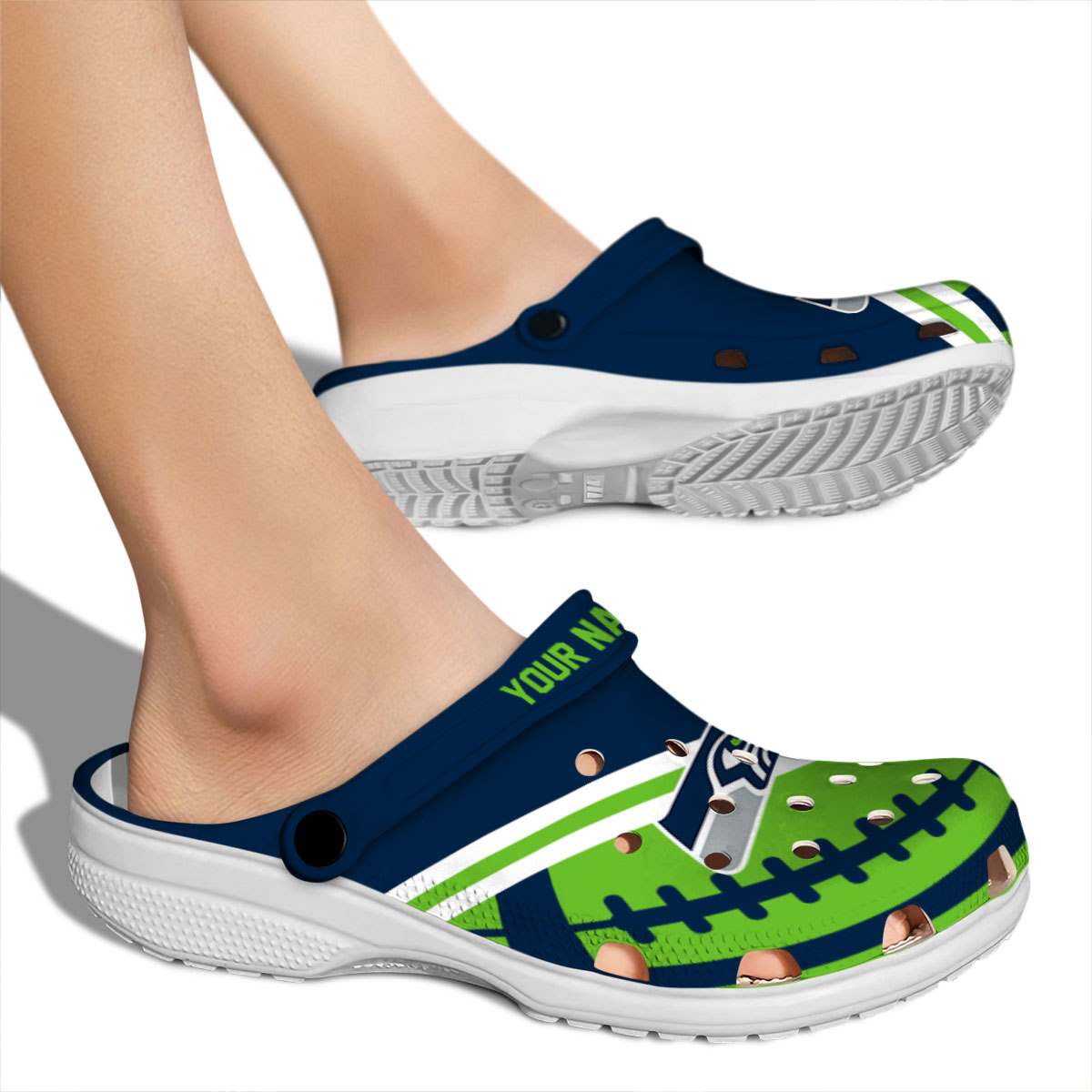 Merchidea Seattle Seahawks NFL Sport Crocs Crocband Clogs Shoes Comfortable For Men Women and Kids