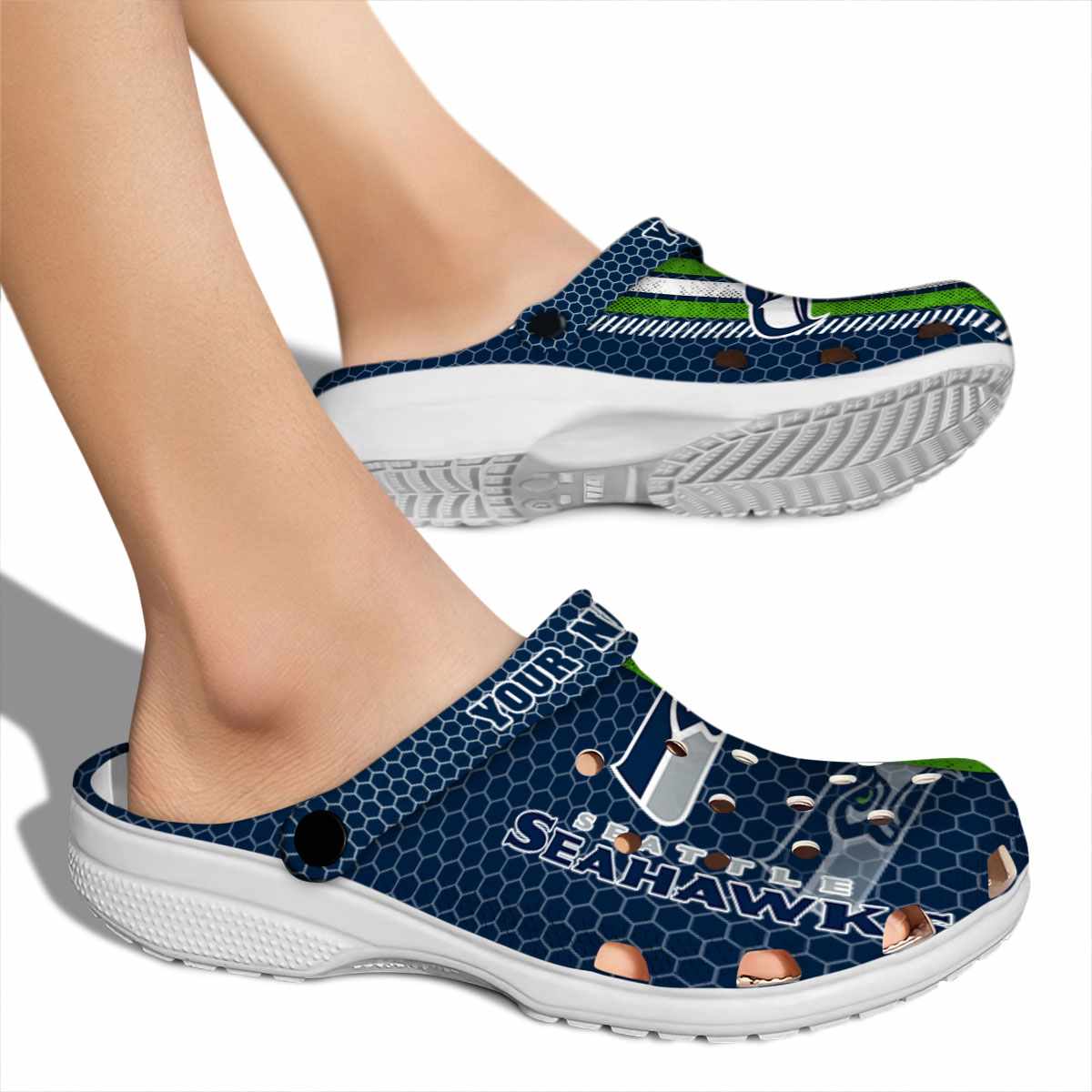 Merchidea Seattle Seahawks NFL Sport Crocs Crocband Clogs Shoes Comfortable For Men Women and Kids
