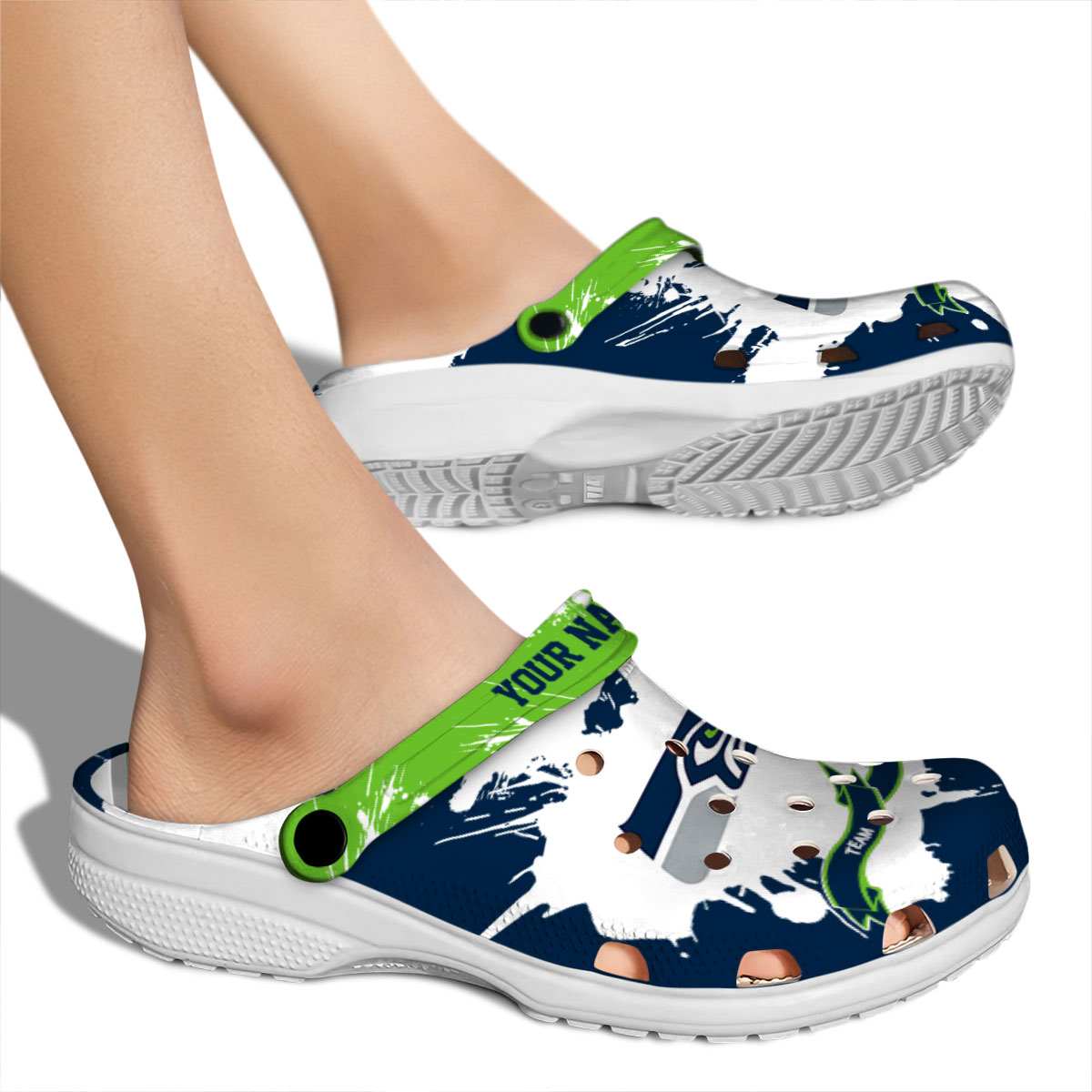 Merchidea Seattle Seahawks NFL Sport Crocs Crocband Clogs Shoes Comfortable For Men Women and Kids