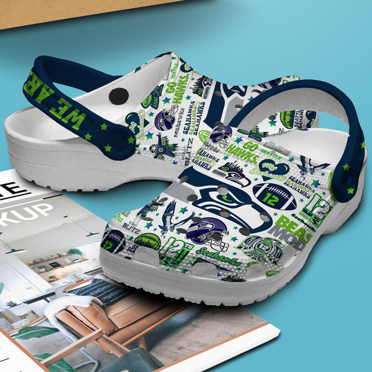 Merchidea Seattle Seahawks NFL Sport Crocs Crocband Clogs Shoes Comfortable For Men Women and Kids